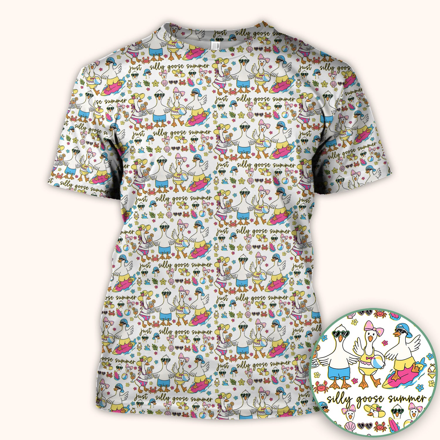 Silly Goose Summer Pattern Scrub Top, Breathable Fabrics Nursing Uniform