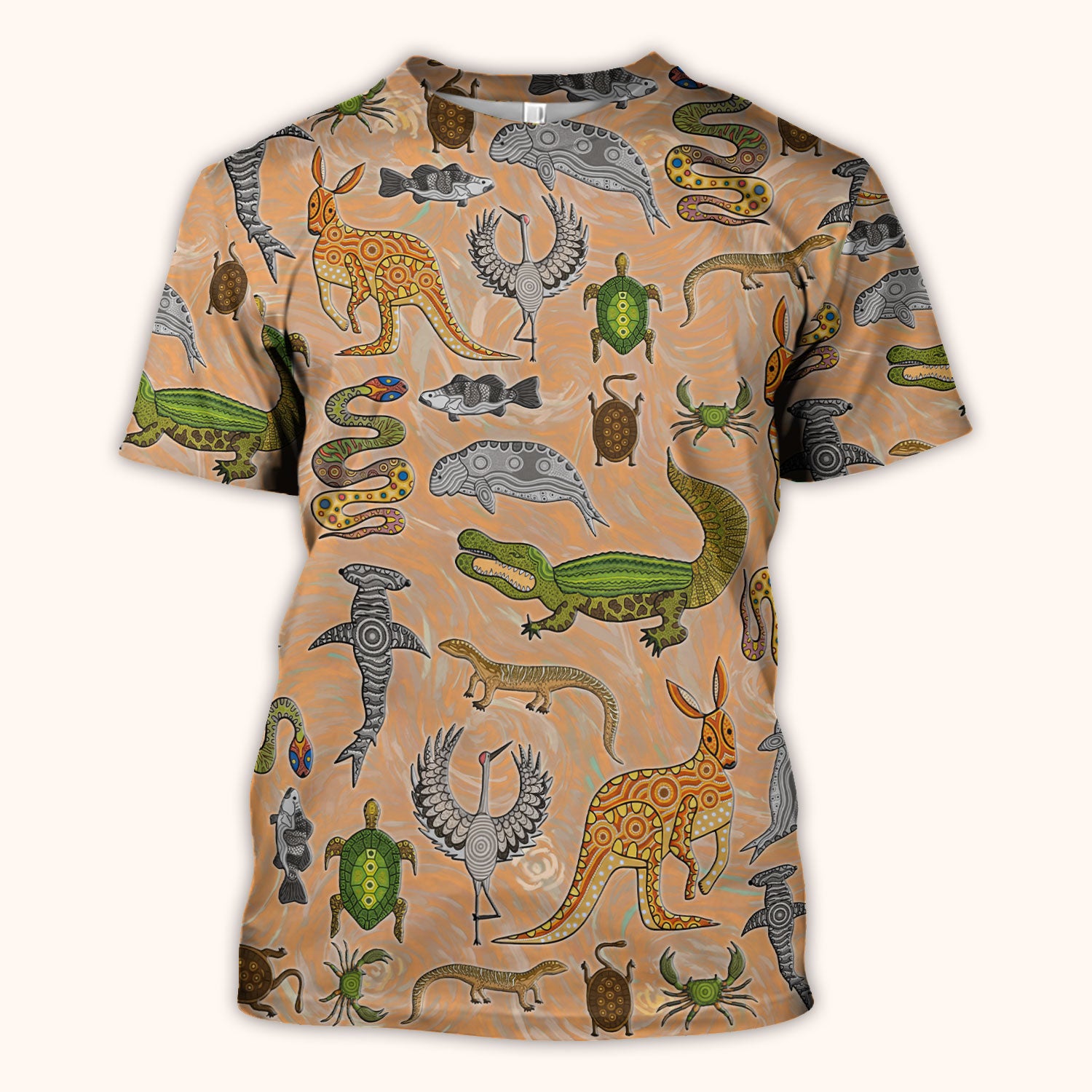 Crocodile Turtle Snake Animal Pattern Scrub Top, Comfortable Scrubs for Nurses