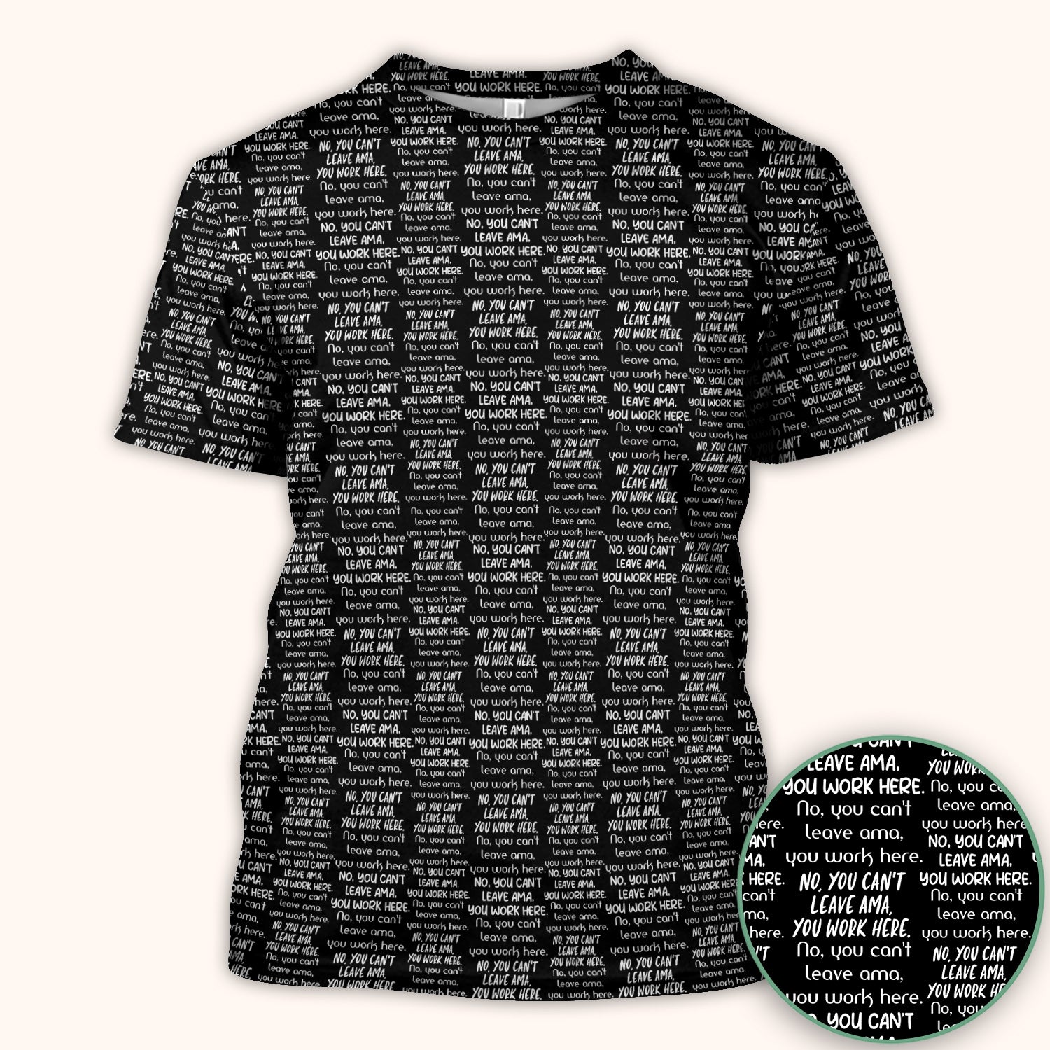 Funny Repeating Nurse Work Quote Text Pattern Scrub Top, Colorful Gothic Nurse Scrubs Uniform