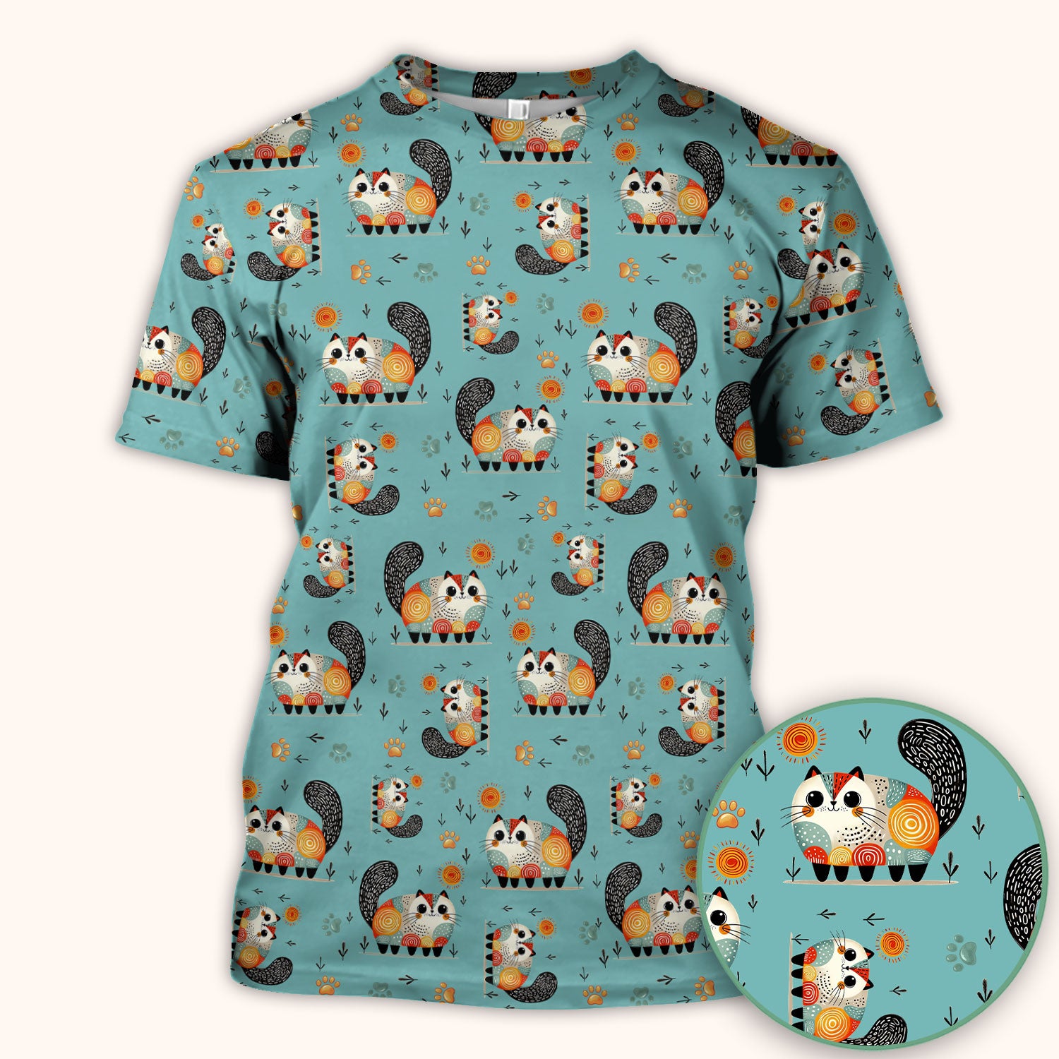 Playful Cat Illustration Nurse Scrub Top, Comfortable Scrubs for Nurses