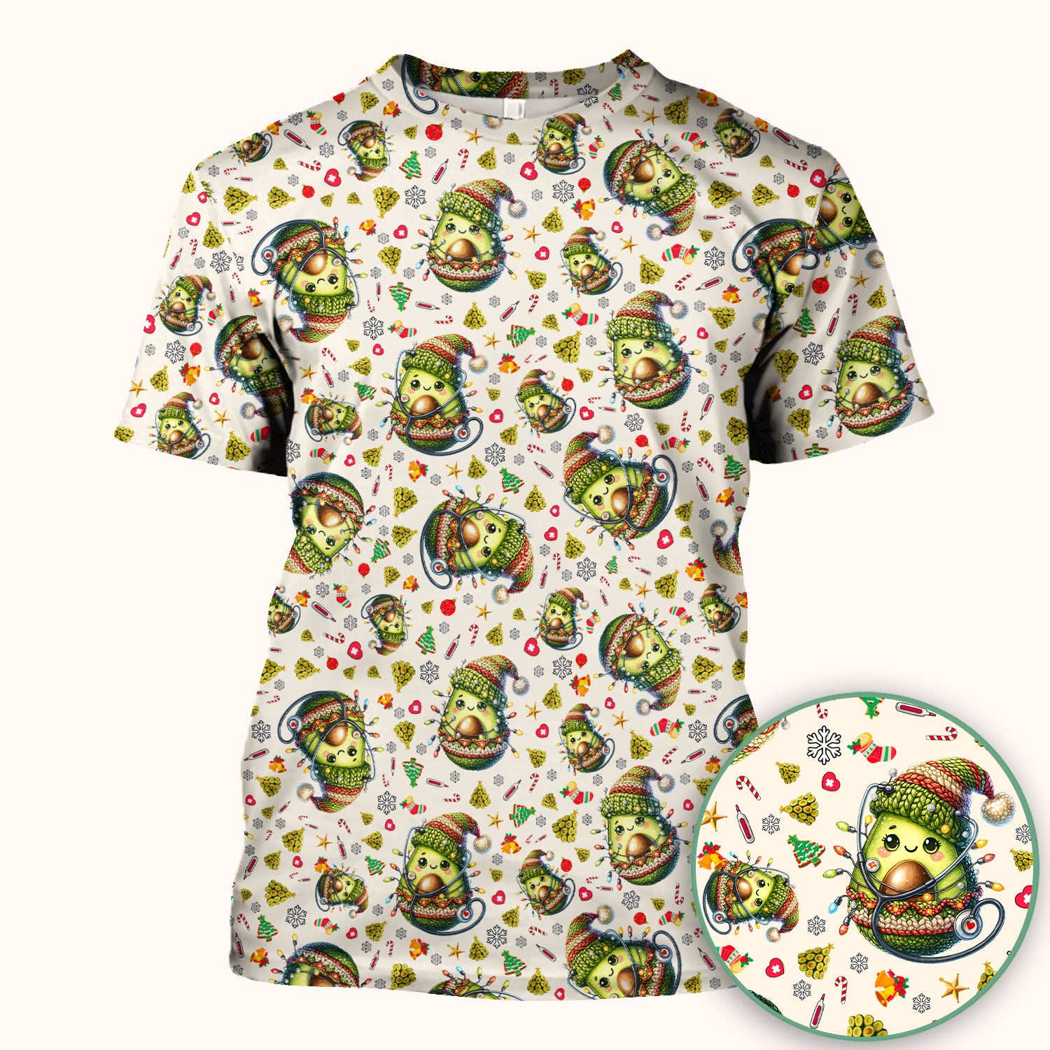 Avocado Scrub Top for Nurse - Funny Christmas Nursing Shirt - Cute Holiday Medical Uniform for Women RN LPN CNA