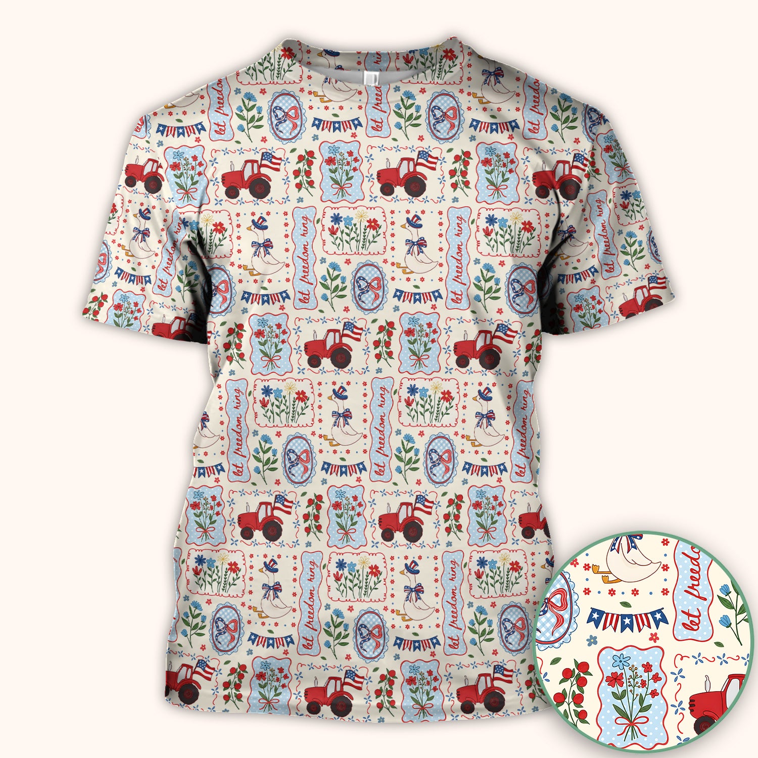 Patriotic Farm Goose Nurse Scrub Top for RN, CNA, Healthcare Workers, Americana Uniform Scrub Top, Comfortable Scrubs for Nurses