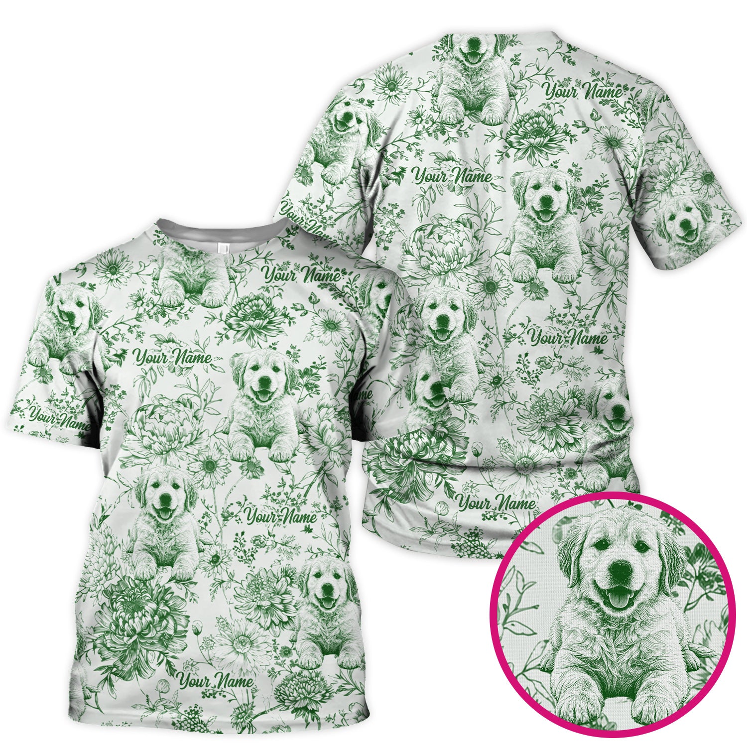 Personalized Custom Pet Photo Name Floral Pattern Scrub Top, Breathable Fabrics Nursing Uniform
