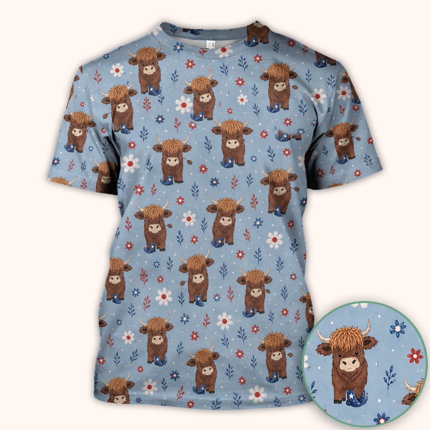 Floral Cowboy Boots Pattern Scrub Top, Comfortable Scrubs for Nurses