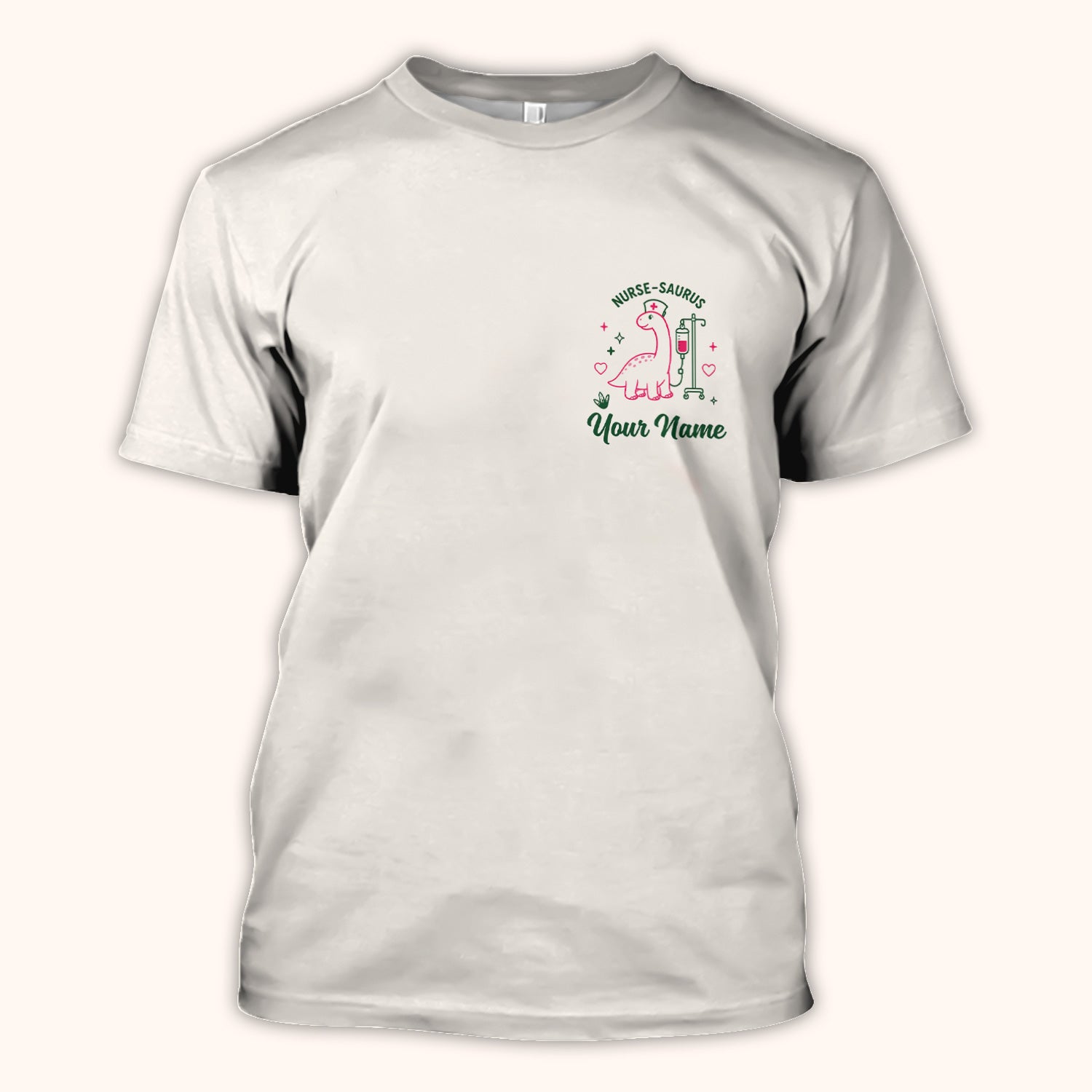 Personalized Cute Nurse-Saurus with Dinosaur Quote Scrub Top, Comfortable Scrubs for Nurses
