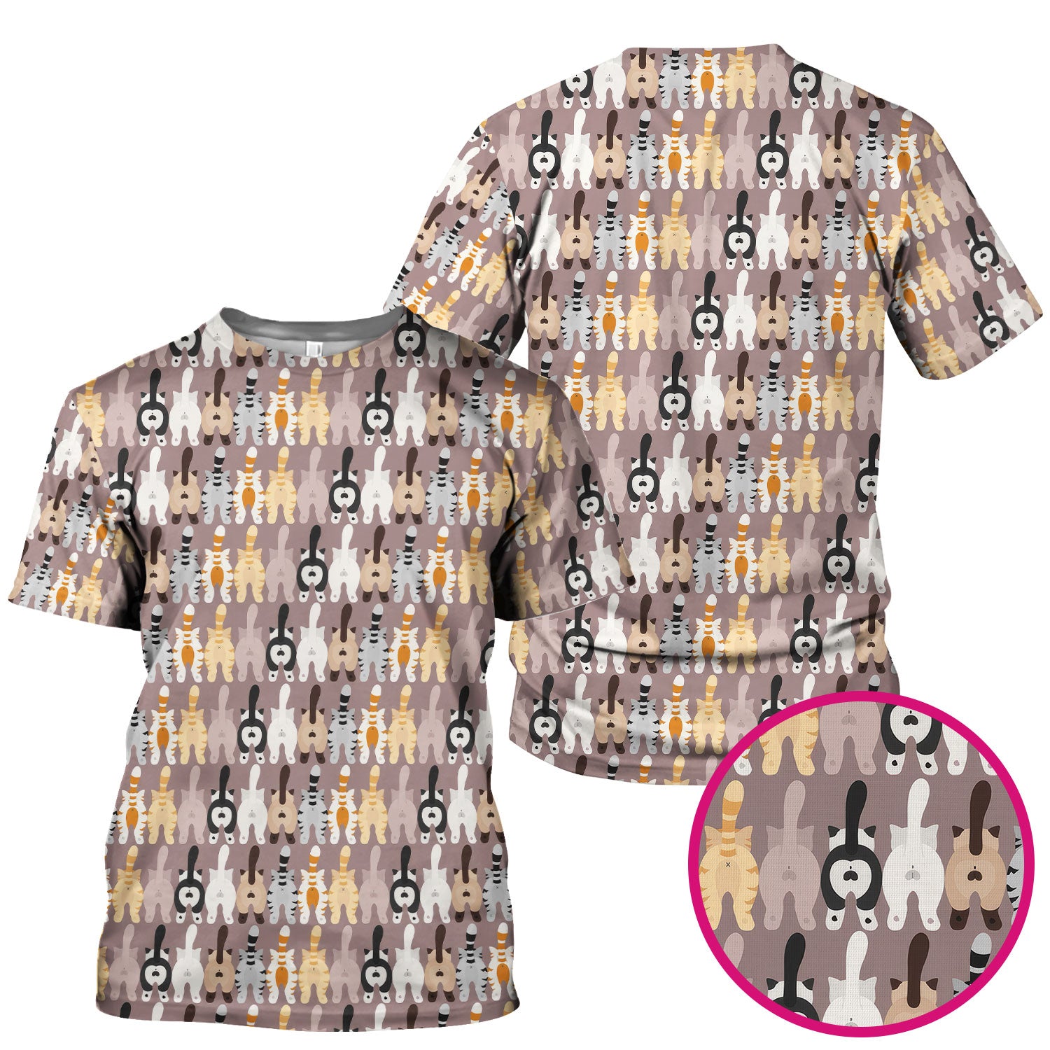Cute Cat Butt Pattern Scrub Top, Funny Cat Nursing Shirt, Comfortable Scrubs For Nurses