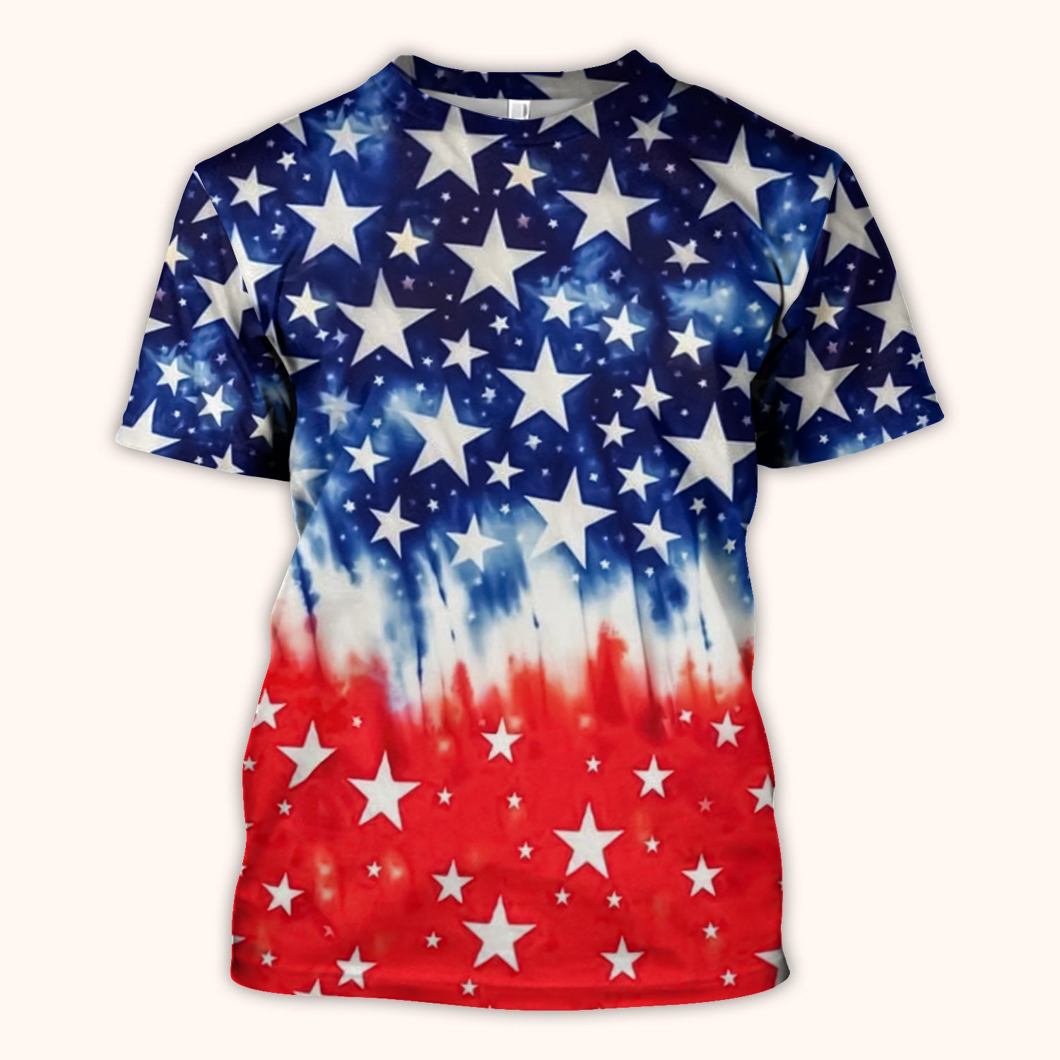 Patriotic Stars Tie Dye Pattern Scrub Top, Comfortable Scrubs for Nurses