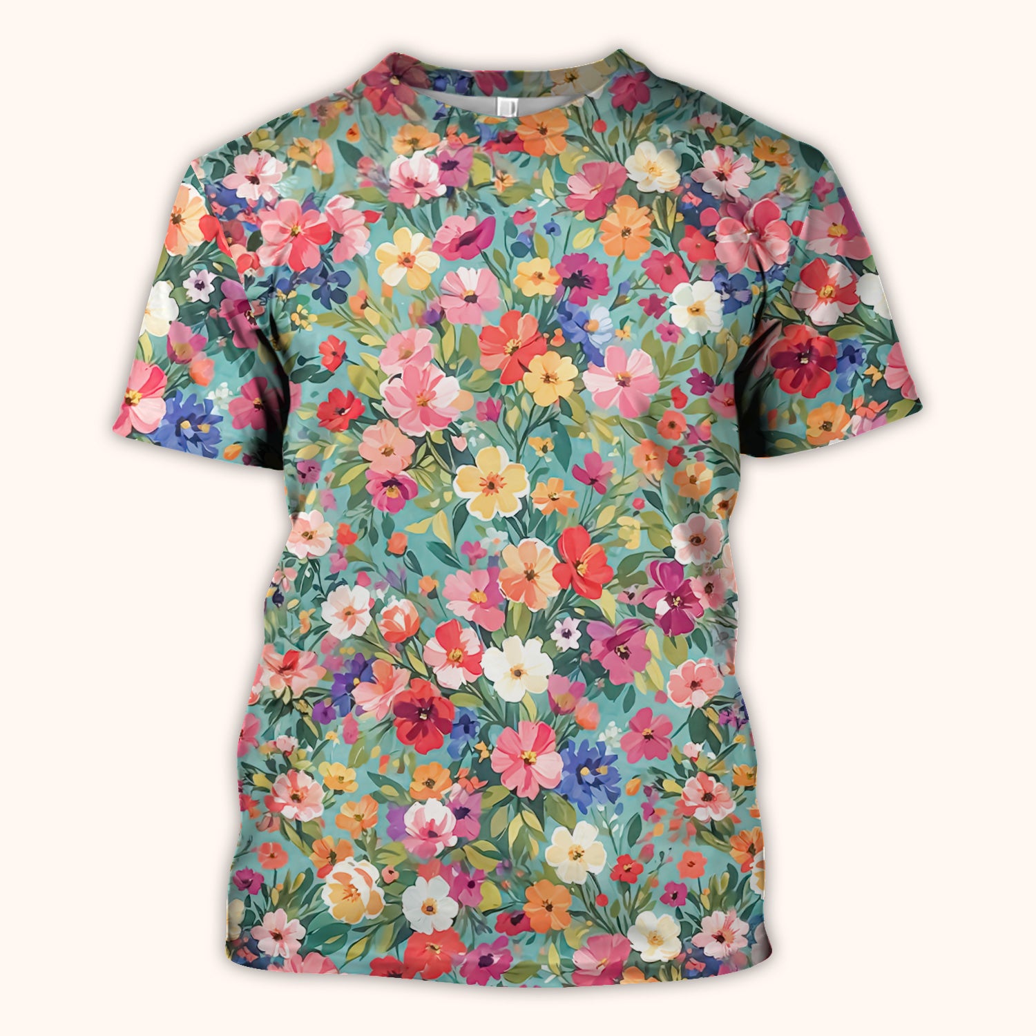 Colorful Wildflower Garden Bloom Scrub Top, Comfortable Scrubs for Nurses