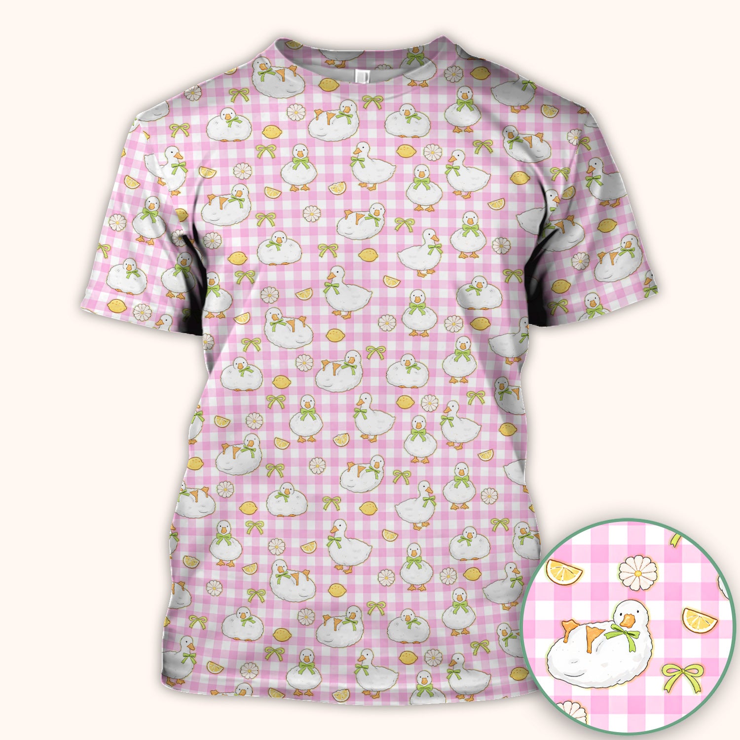 Adorable Ducks Lemon Daisy Pattern Scrubs Top, Comfortable Scrubs for Nurses