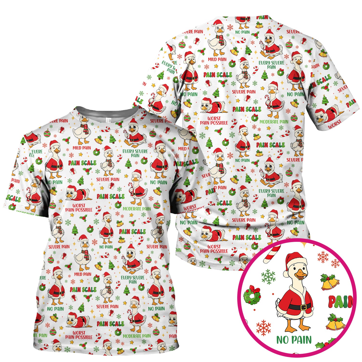 Christmas Nurse Scrub Top - Funny Goose Pain Scale - Cute Holiday Medical Uniform for Women