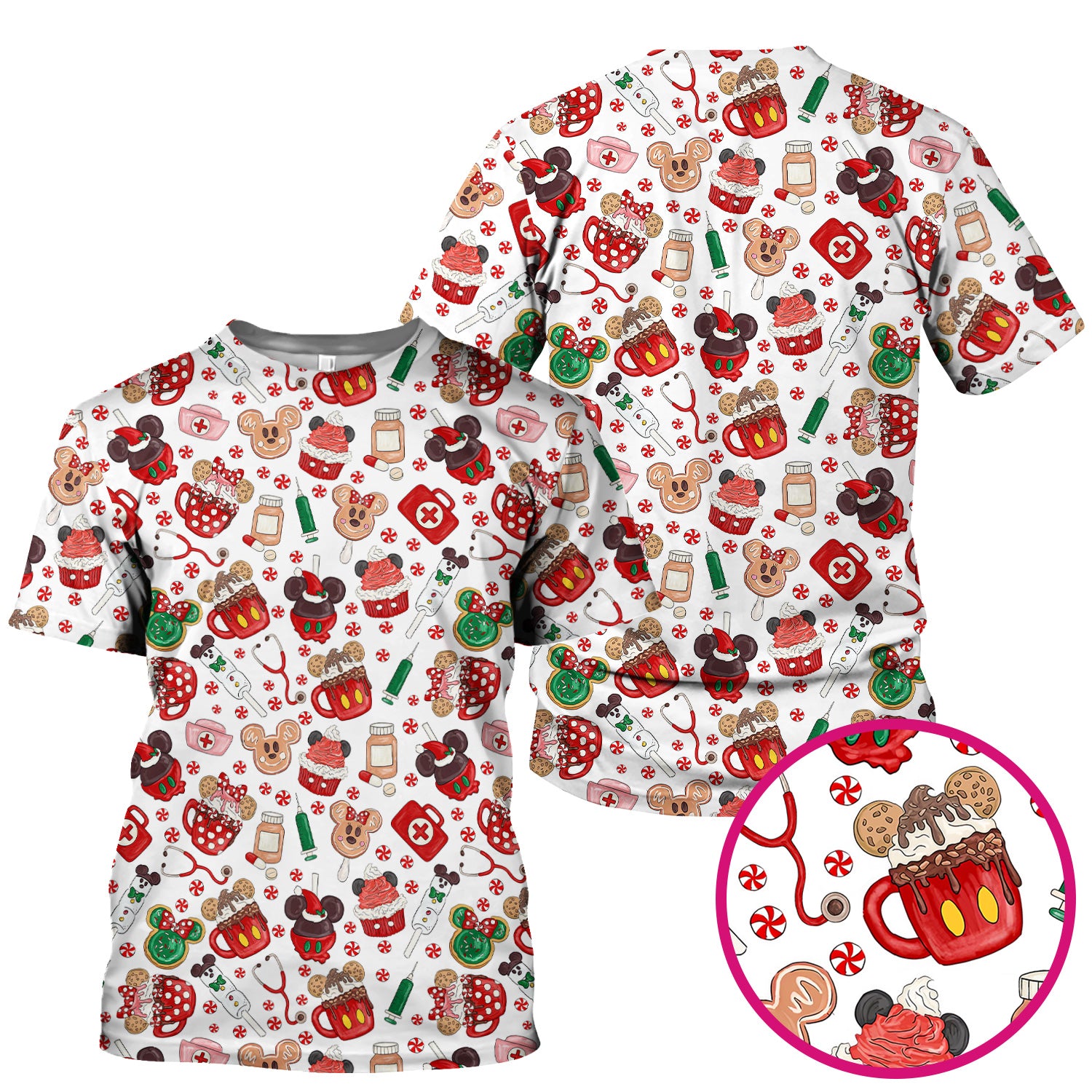 Funny Gingerbread Christmas Scrub Top - Cute Candy Cupcake Nurse Shirt - Holiday Medical Uniform RN CNA LPN