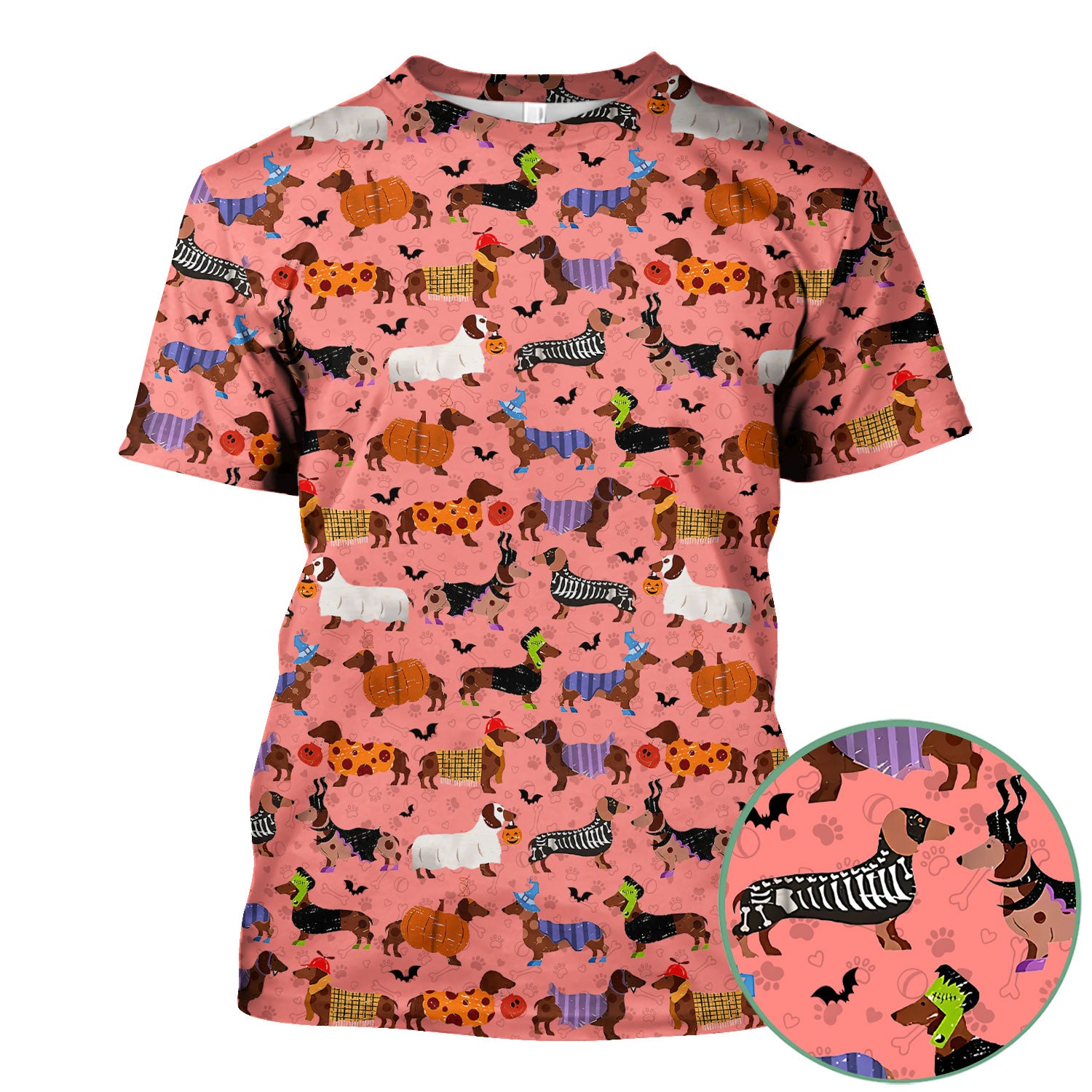 Funny Halloween Dachshund Scrub Top - Cute Sausage Dog Pumpkin Skeleton Nurse Shirt for Women - RN LPN CNA Medical Gift