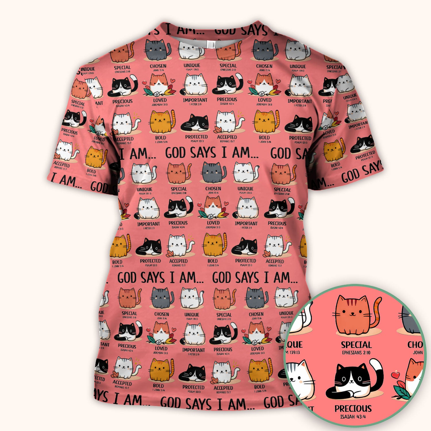 Cute Christian Cat God Says I Am Scrub Top, Comfortable Scrubs for Nurses