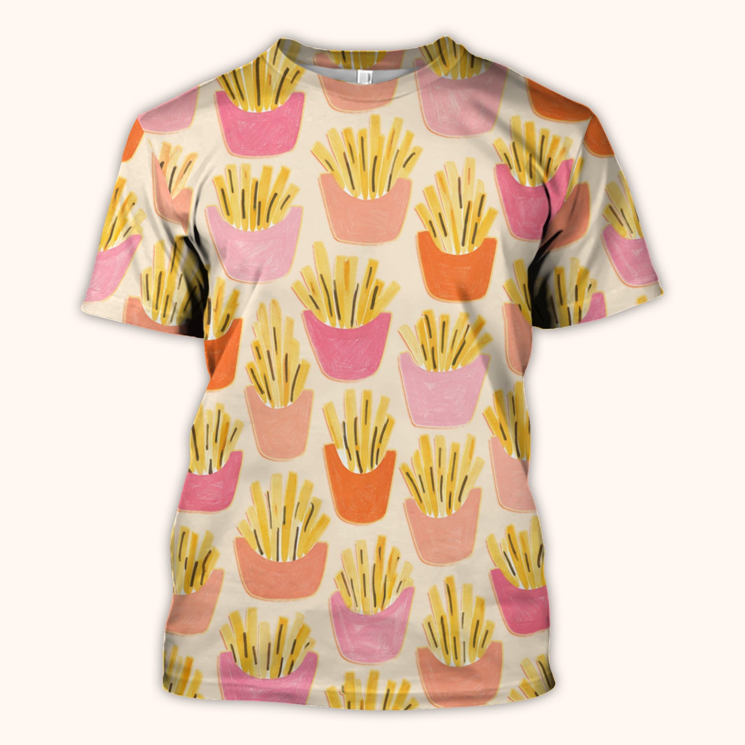 Funny French Fries Snack Food Pattern Scrub Top, Comfortable Scrubs for Nurses