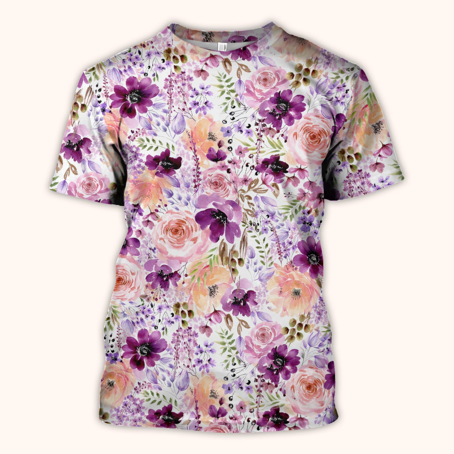 Elegant Watercolor Floral Bloom Scrub Top, Comfortable Scrubs for Nurses