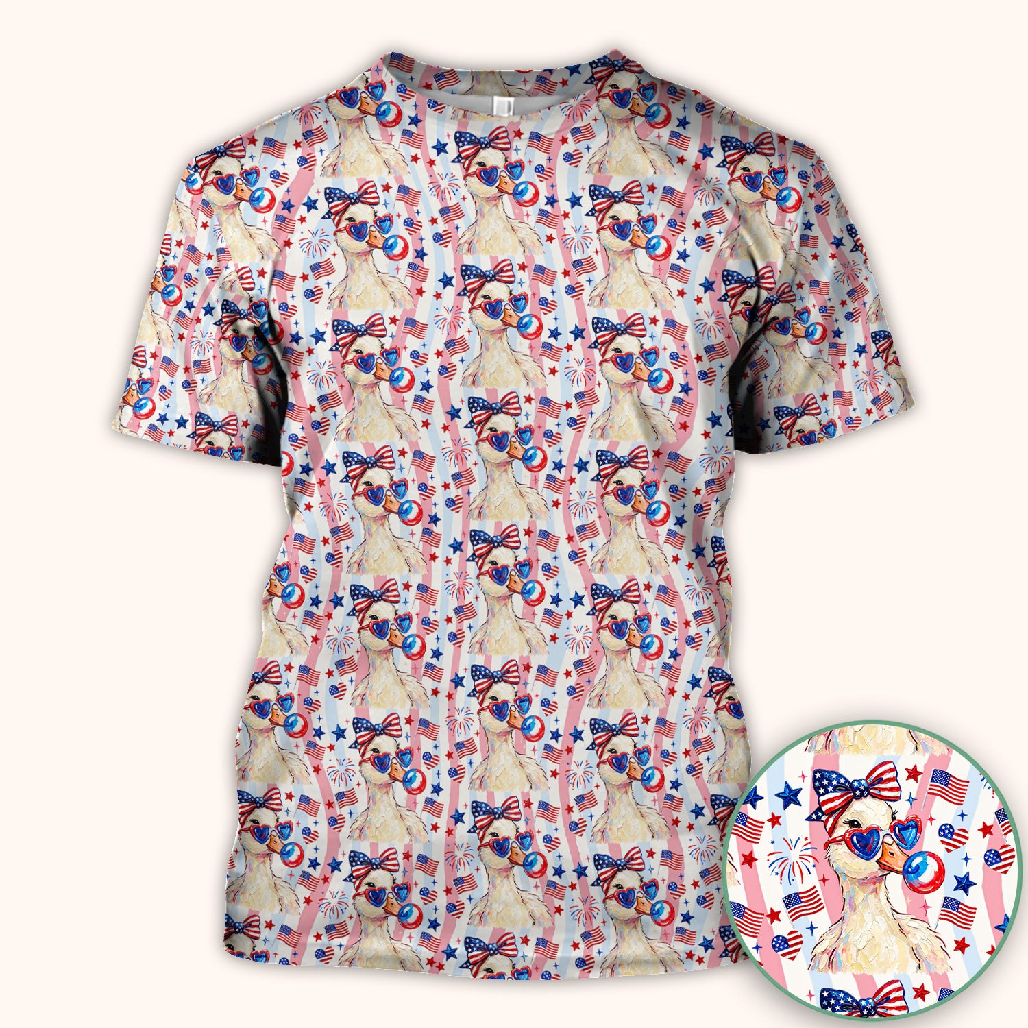 Cute Patriotic Goose Nurse Pattern Scrub Top, Comfortable Scrubs for Nurses