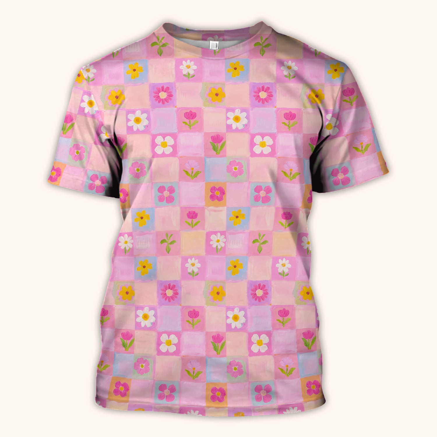 Colorful Mixed Flowers Pattern Scrubs Top, Comfortable Scrubs for Nurses