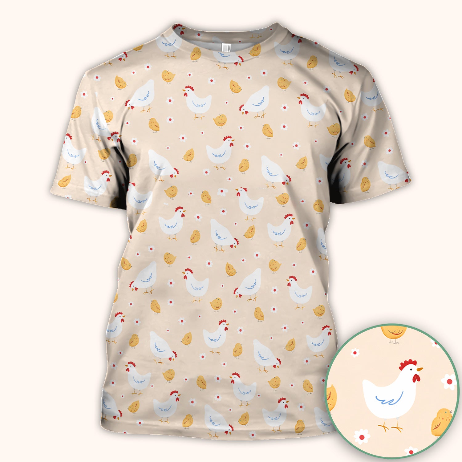Chicken And Cute Chicks Pattern Scrubs Top, Comfortable Scrubs for Nurses