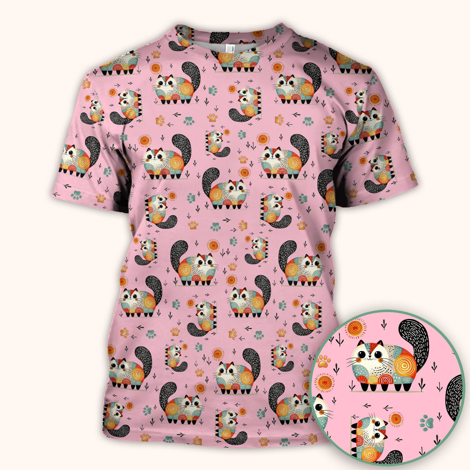 Playful Cat Illustration Nurse Scrub Top, Comfortable Scrubs for Nurses
