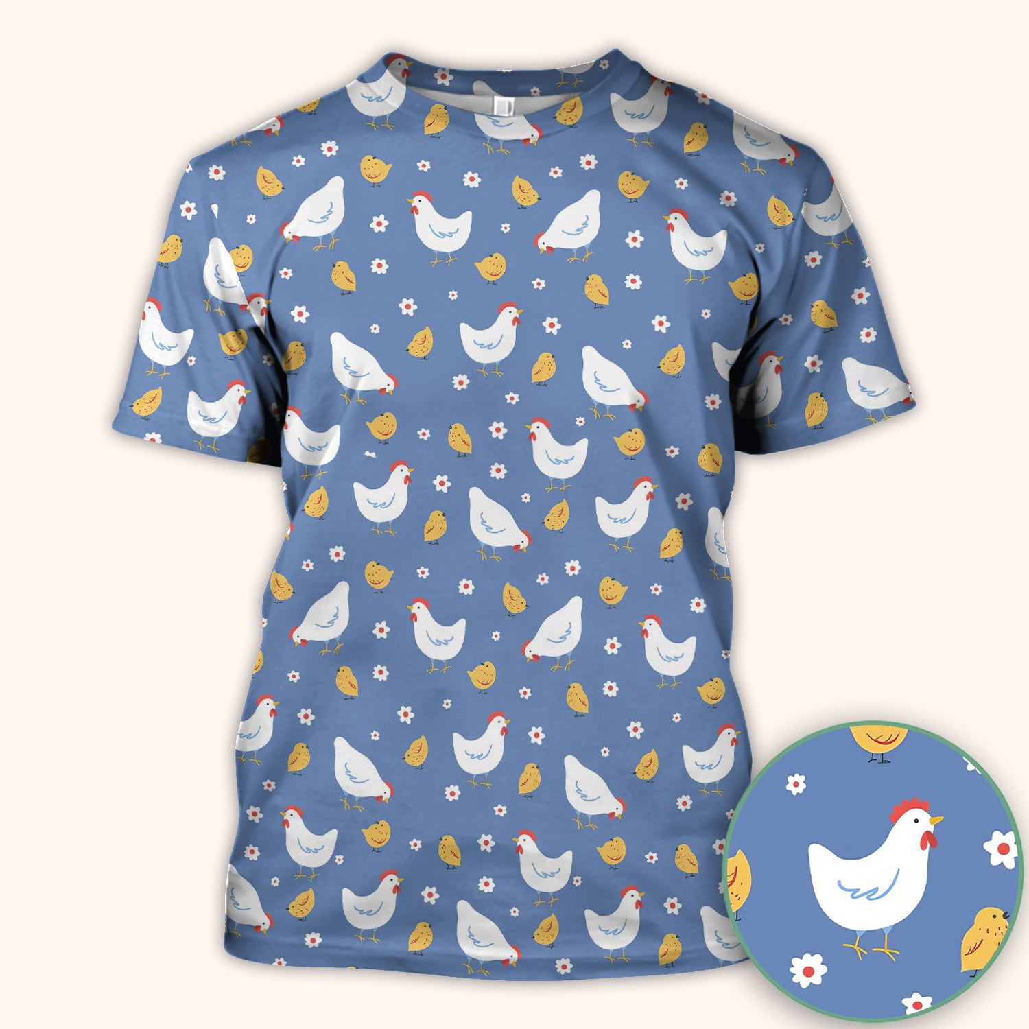 Chicken And Cute Chicks Pattern Scrubs Top, Comfortable Scrubs for Nurses