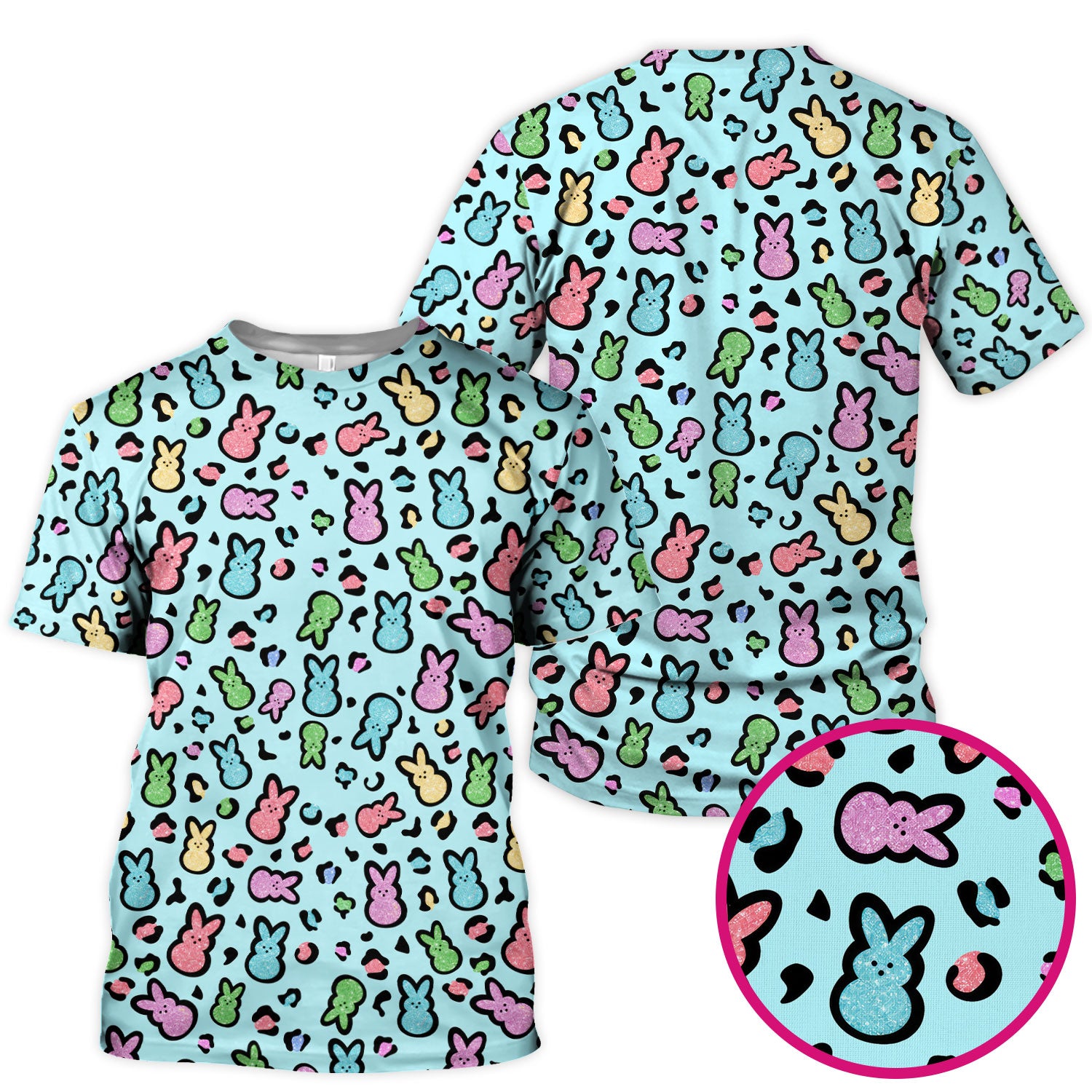 Cute Easter Bunny Pastel Pattern Scrub Top, Comfortable Scrubs for Nurses