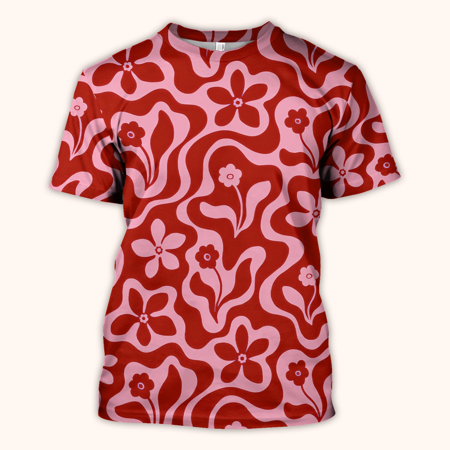 Retro Pink Floral Pattern, Groovy Medical Scrub Top, Comfortable Scrubs for Nurses