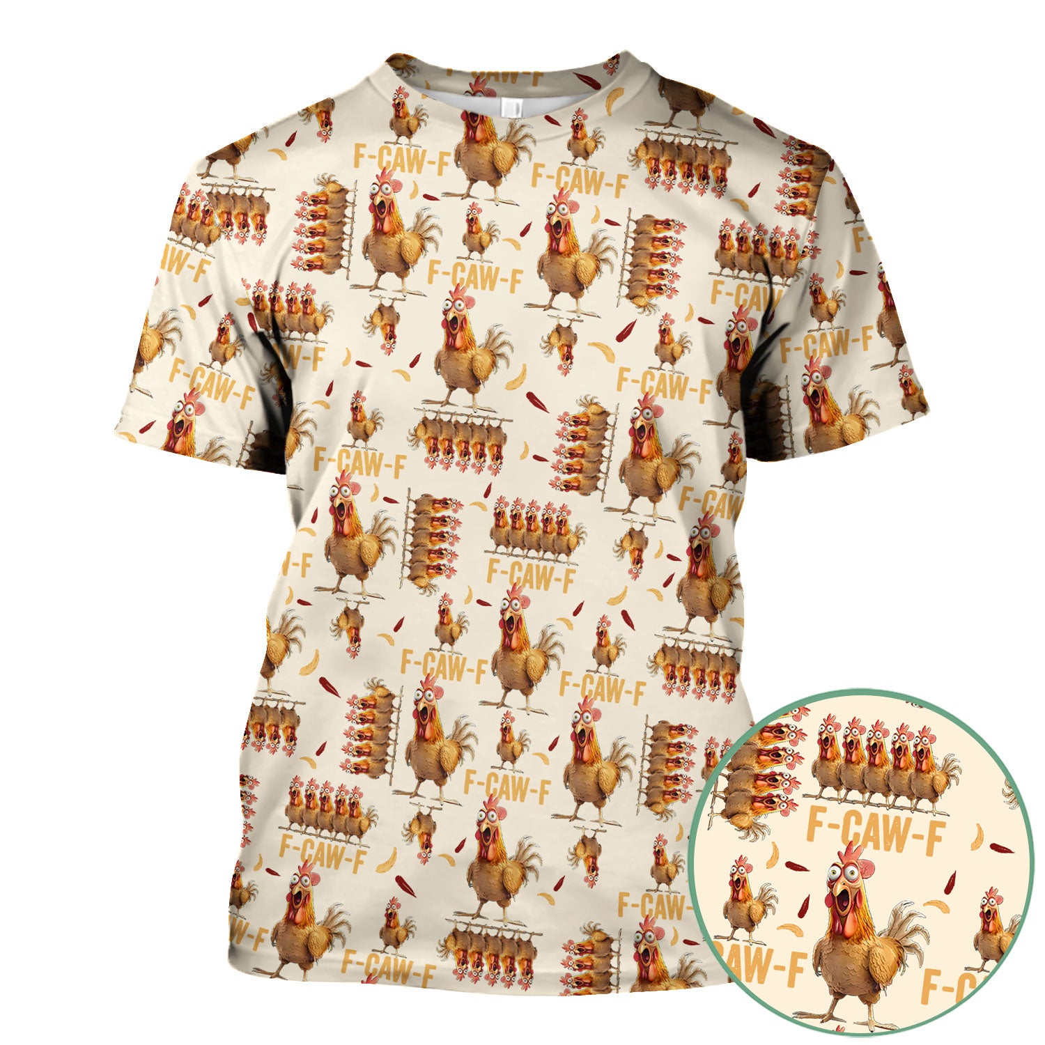 Funny Chicken Nurse Scrub Top for Women - Crazy Rooster F-CAW-F Medical Shirt - Quirky Farm Animal Nursing Uniform Gift RN LPN CNA