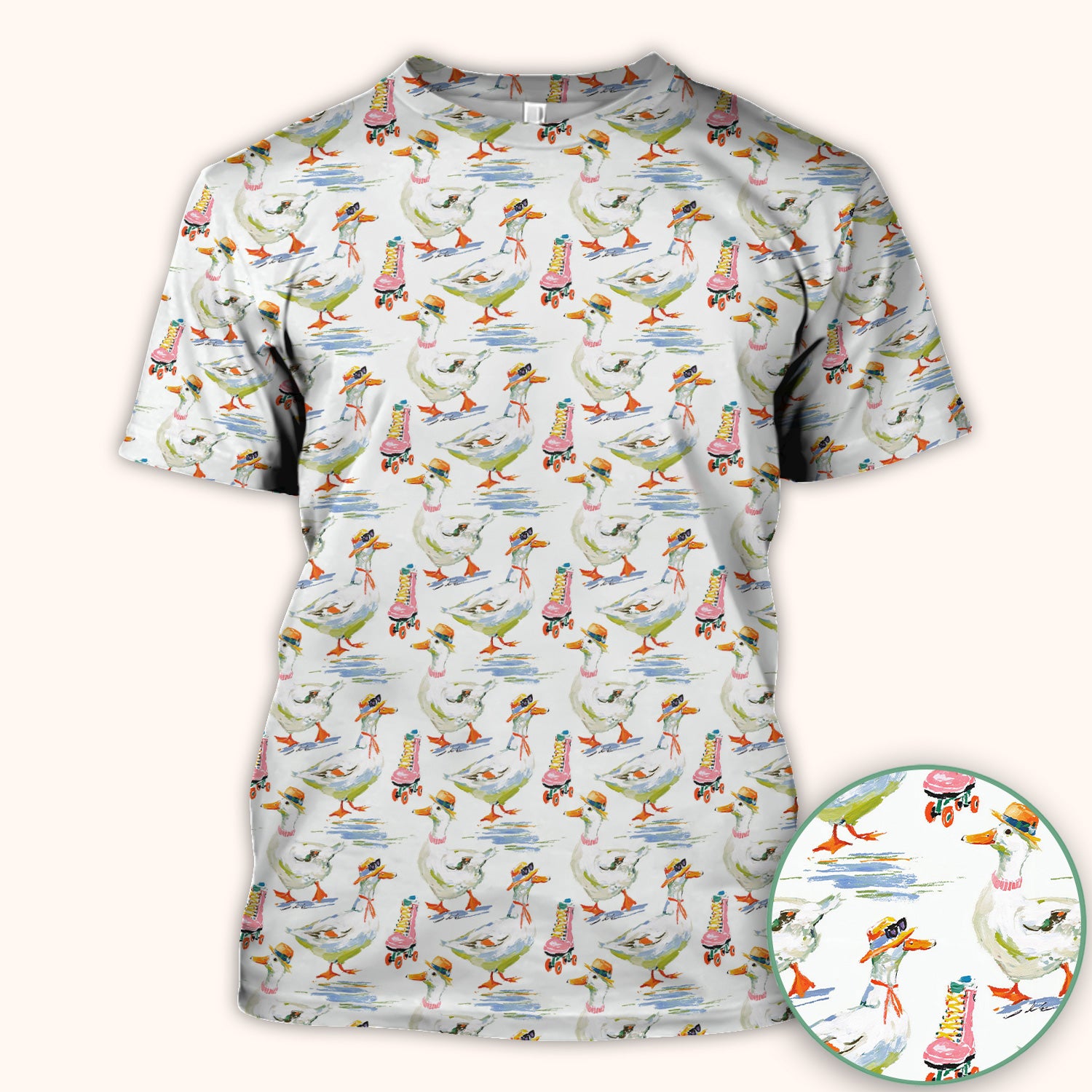 Roller Skating Goose Nurse Pattern Scrub Top, Comfortable Scrubs for Nurses