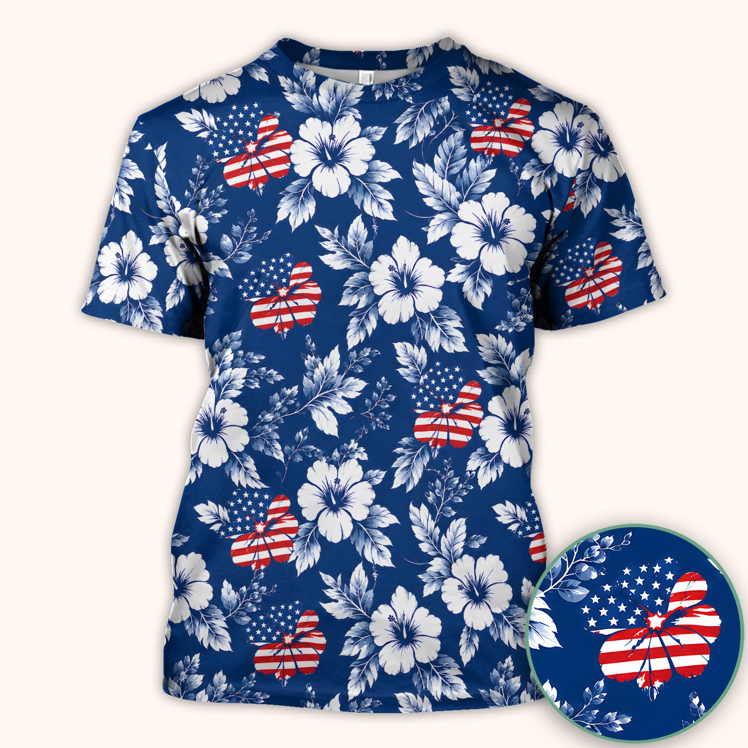 Patriotic Butterfly Floral Nurse for RN & CNA, American Flag Healthcare Workers Uniform Scrub Top, Comfortable Scrubs for Nurses