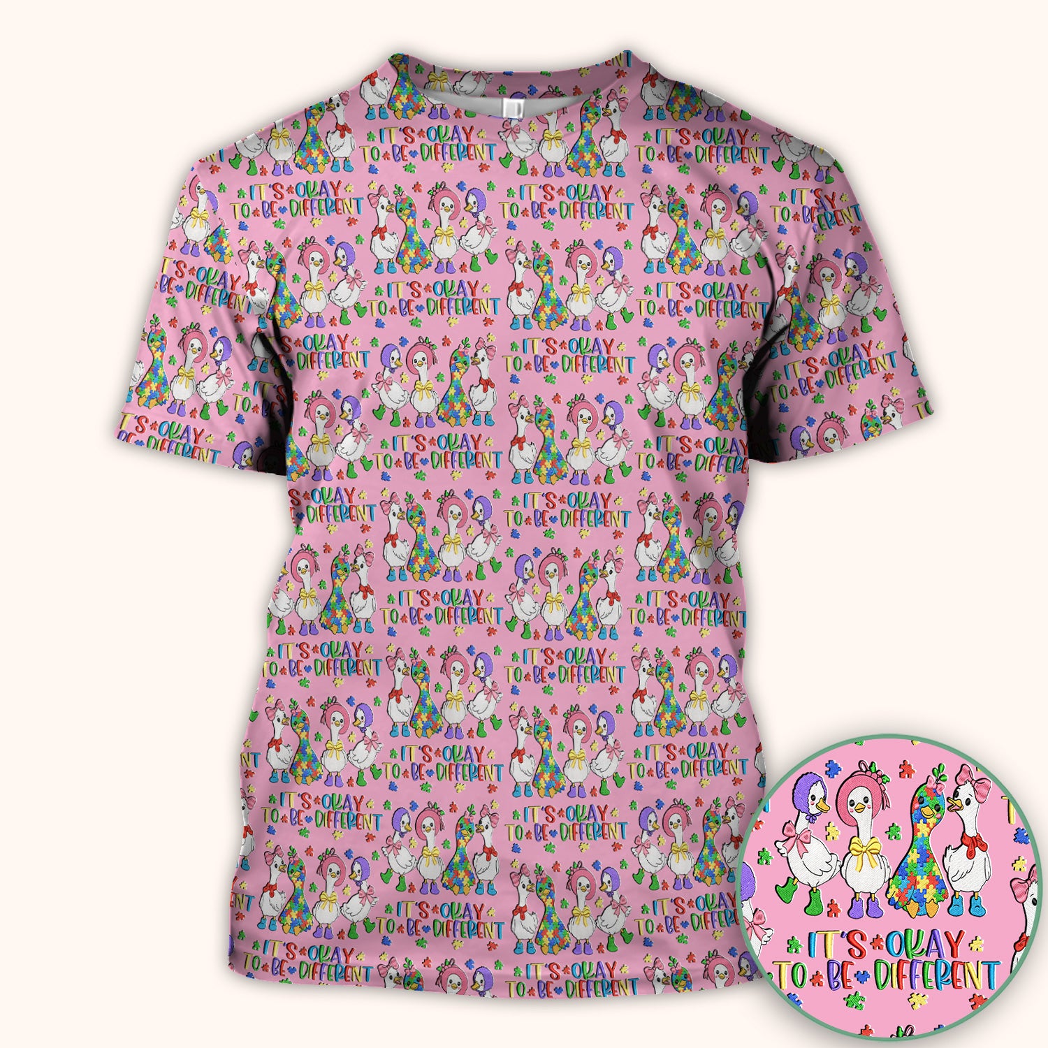 It’s Okay To Be Different Duck Pattern Scrub Top, Comfortable Scrubs For Nurses