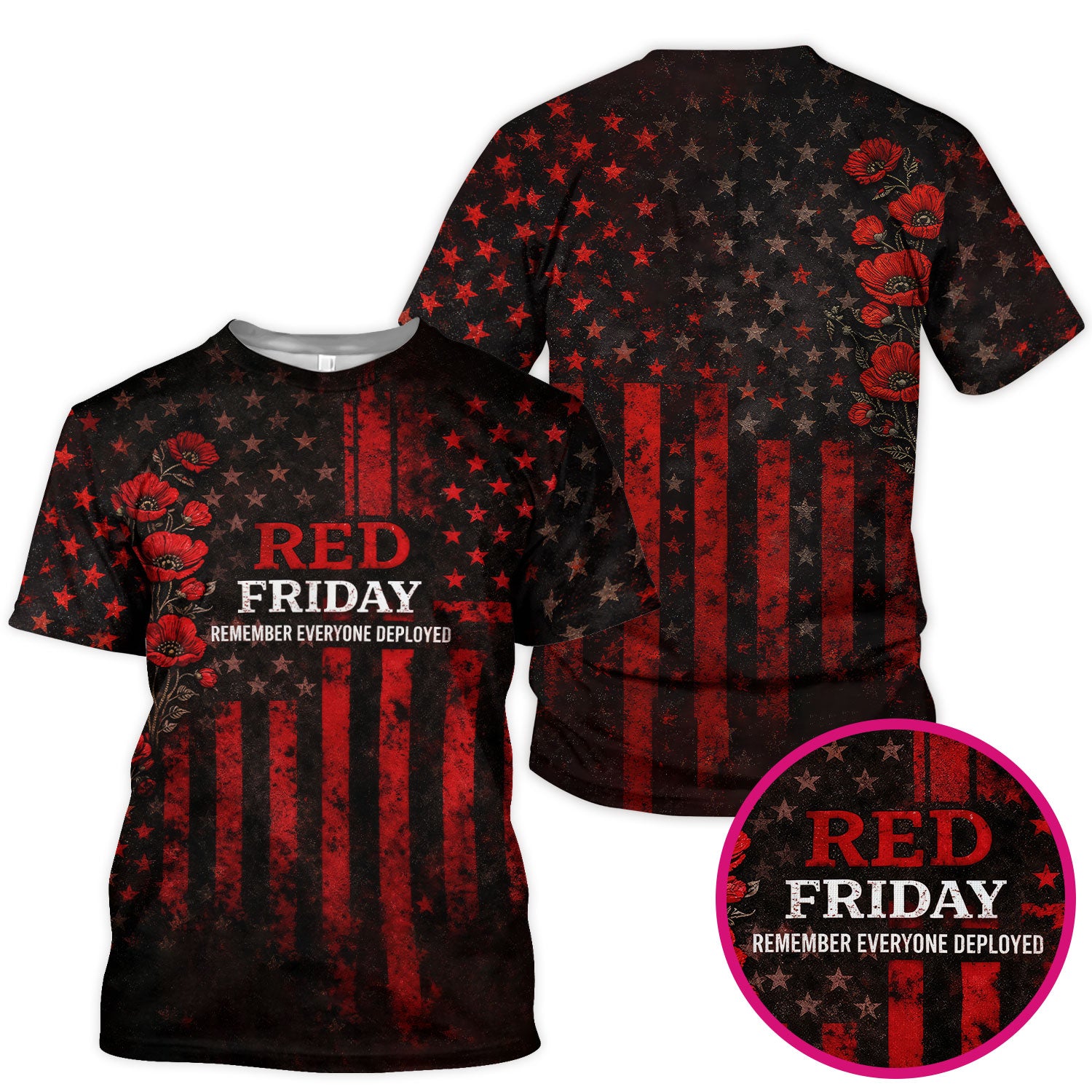 Red Friday Nurse American Flag Poppy Scrub Top, Comfortable Scrubs For Nurses