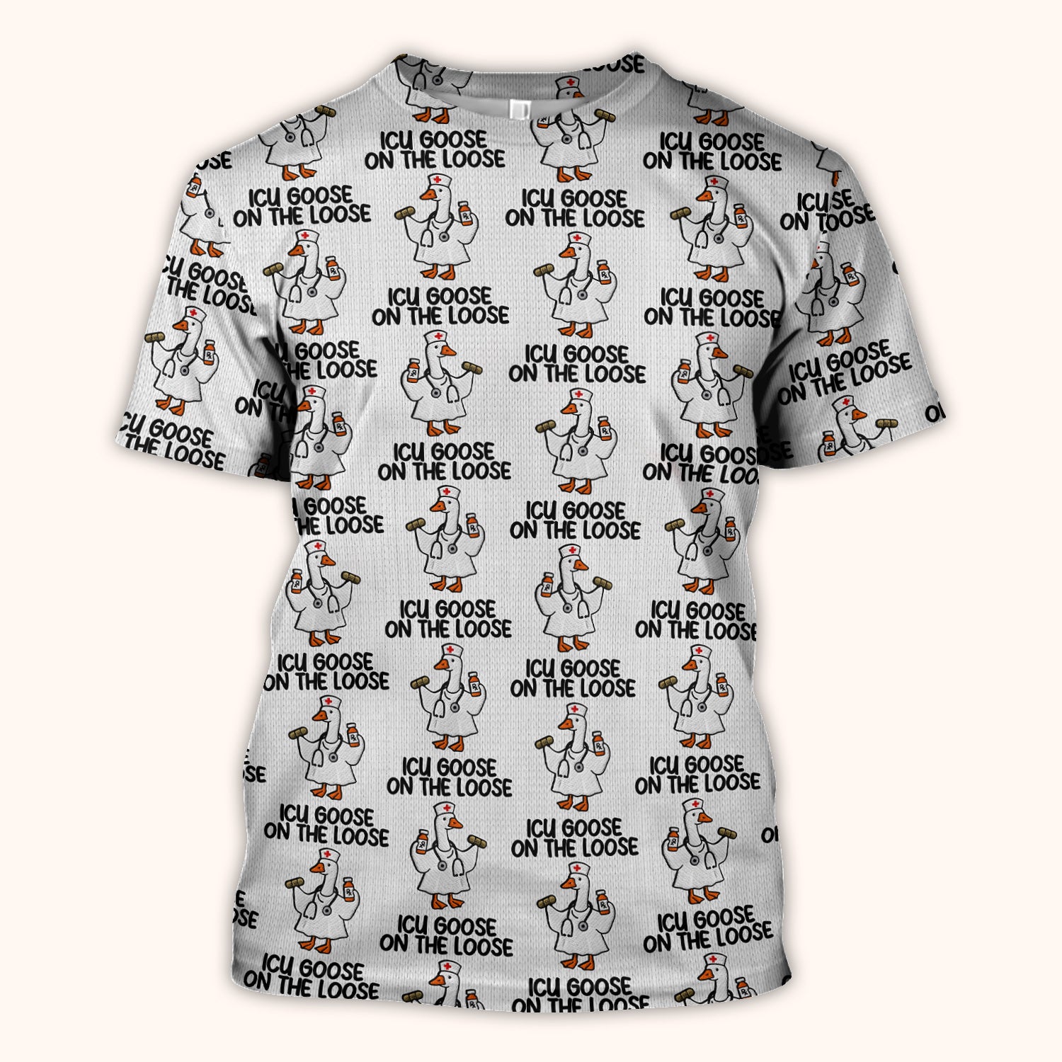 Funny ICU Goose On The Loose Nurse Pattern Scrub Top, Comfortable Scrubs For Nurses