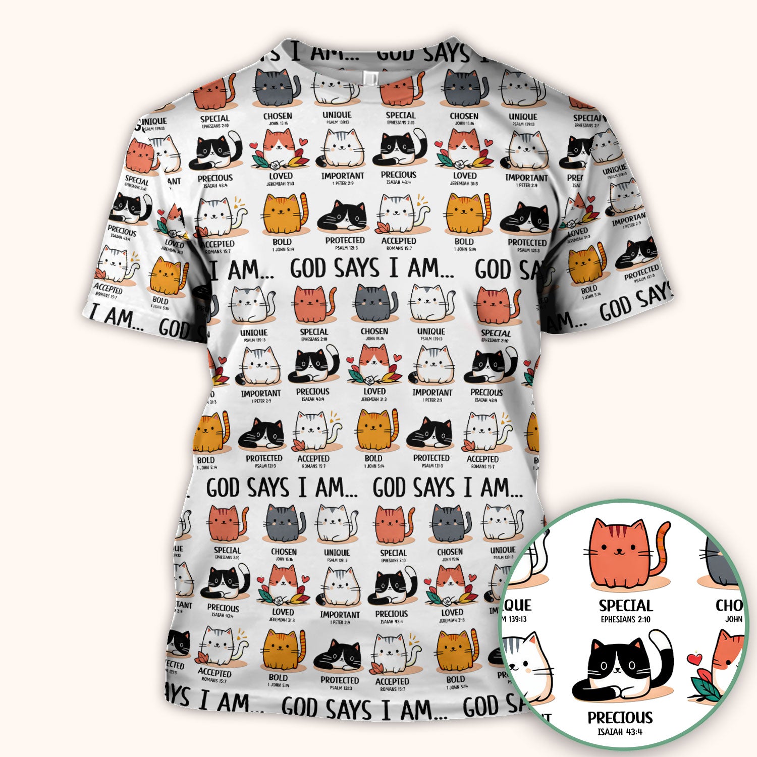 Cute Christian Cat God Says I Am Scrub Top, Comfortable Scrubs for Nurses