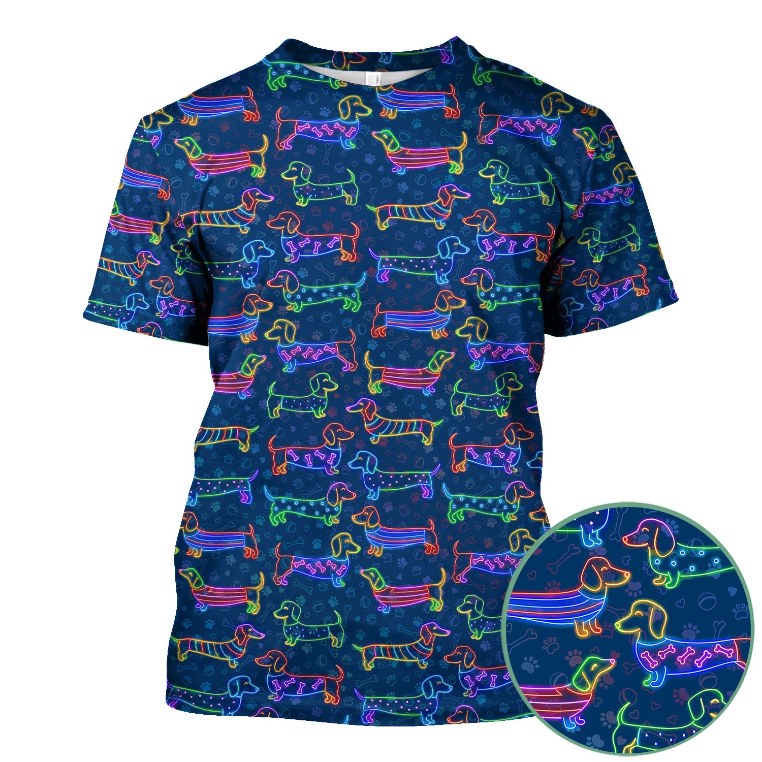 Dachshund Nursing Scrub Top – Cute Neon Sausage Dog Shirt for Women – Funny Colorful Medical Uniform RN LPN CNA Gift