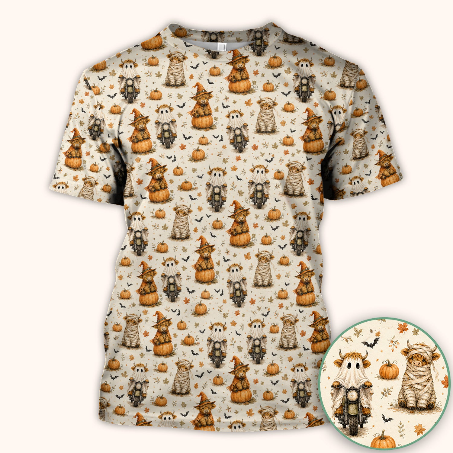 Halloween Highland Cow Costumes Scrub Top, Comfortable Scrubs for Nurses
