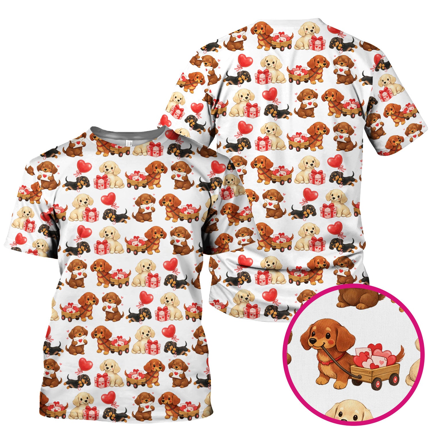 Cute Dachshund Nurse Scrub Top For Nurses, Wiener Dog Pattern Nurse Shirt, Breathable Fabrics Nursing Uniform