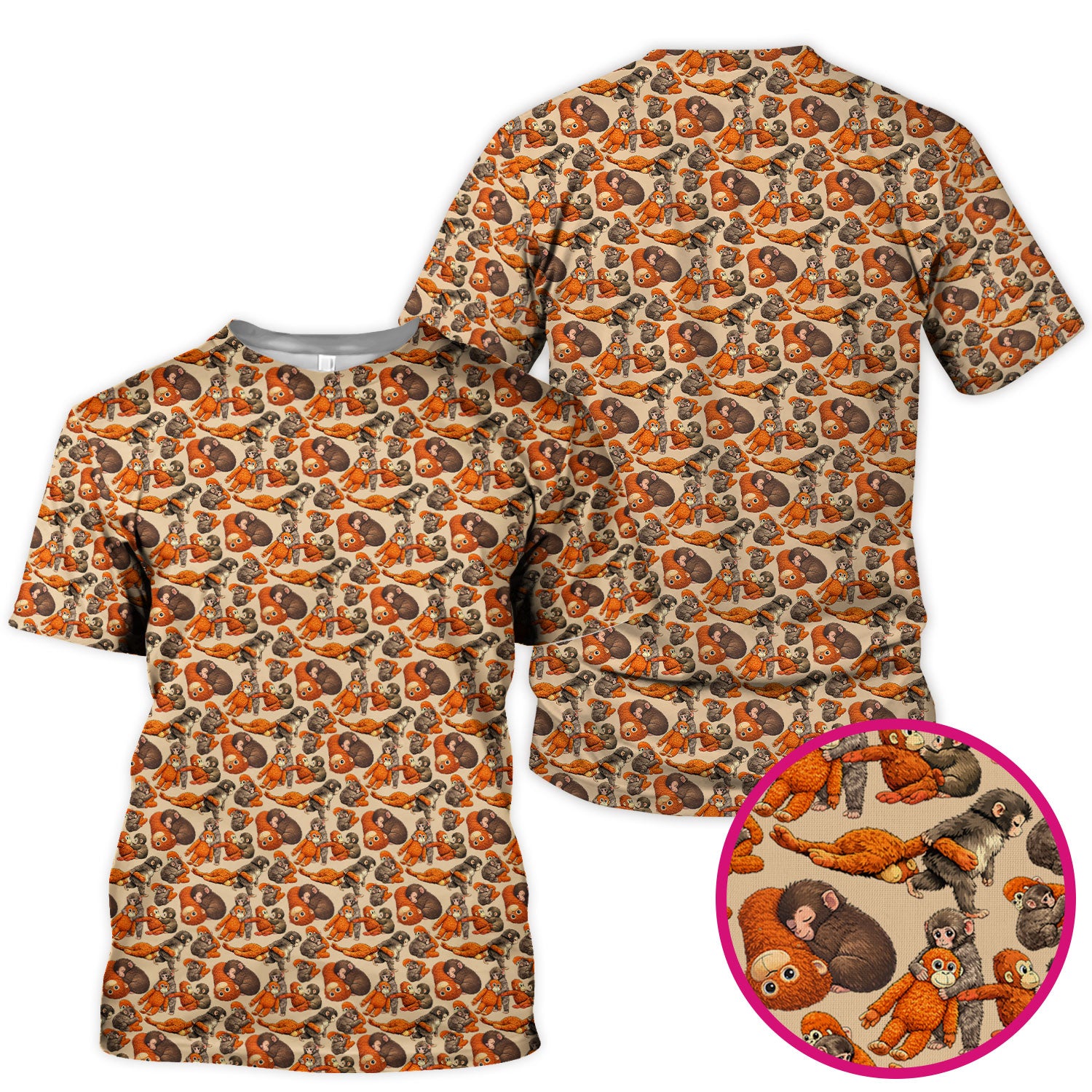 Funny Baby Monkeys With Cute Poses Pattern Scrubs Top, Comfortable Scrubs for Nurses
