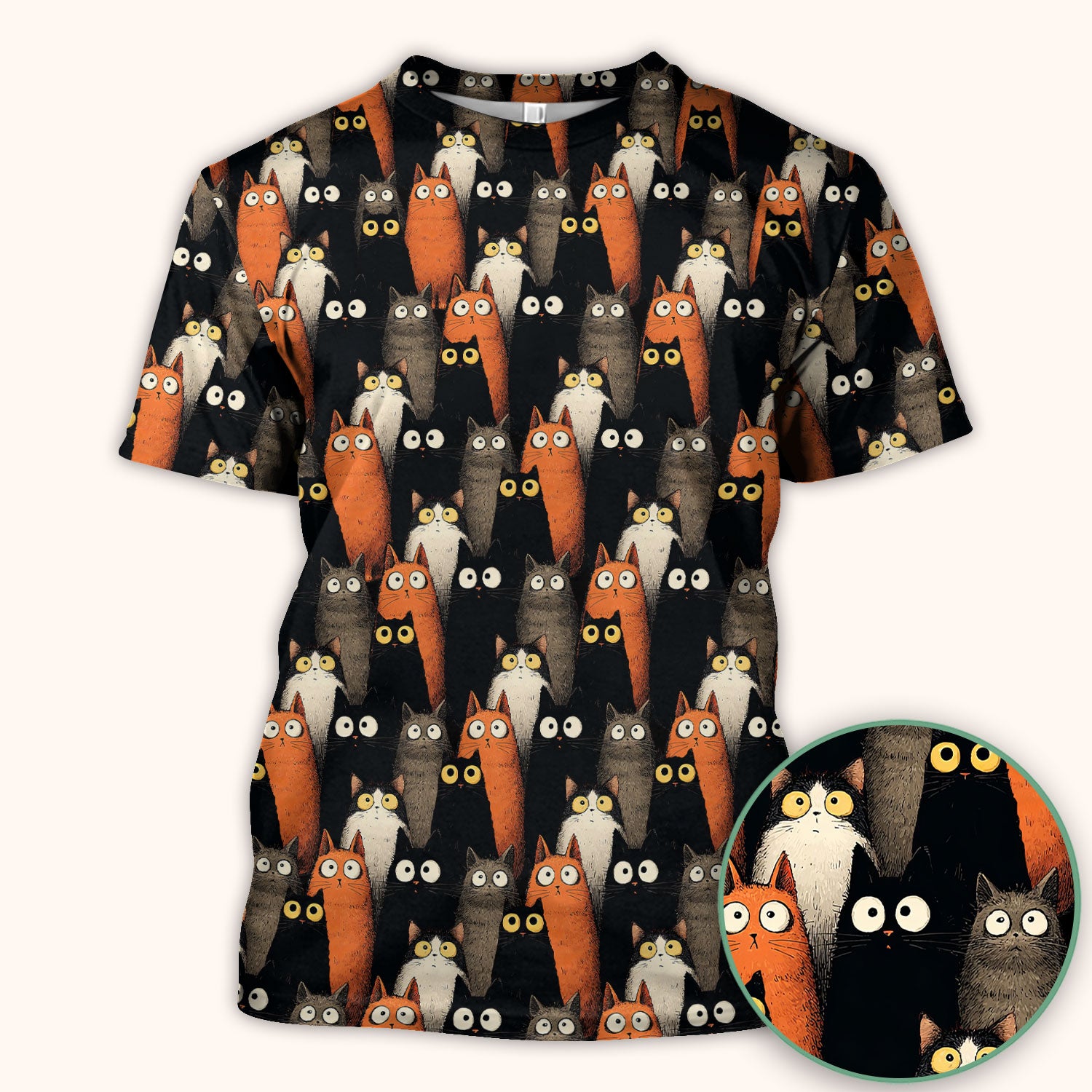 Black Cat Pattern Nurse Scrub Top, Cat Lover Nurse Shirt, Breathable Fabrics Nursing Uniform