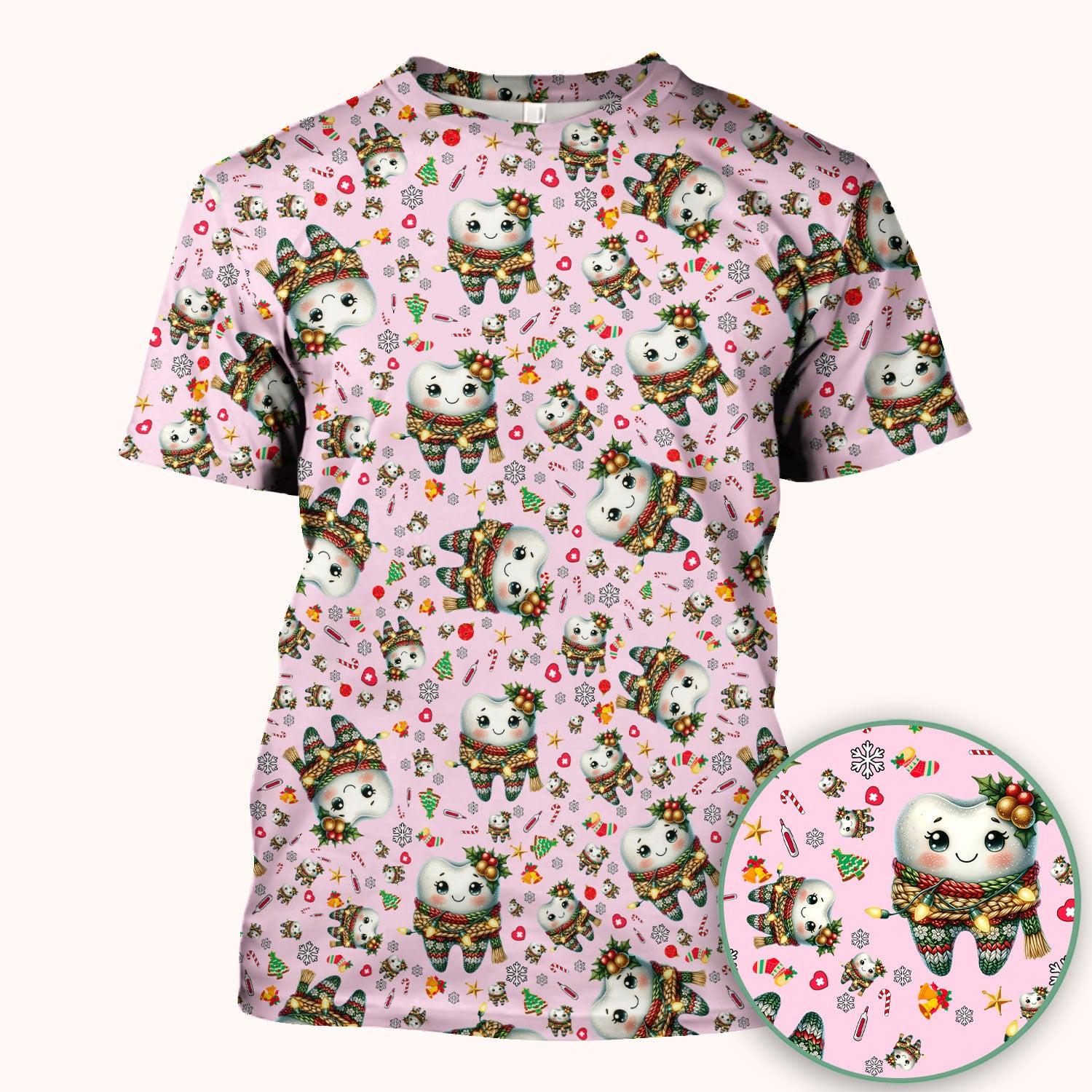 Christmas Tooth Scrub Top, Funny Dental Holiday Nurse Shirt For Women, Breathable Fabrics Nursing Uniform , Dentist Gift Idea