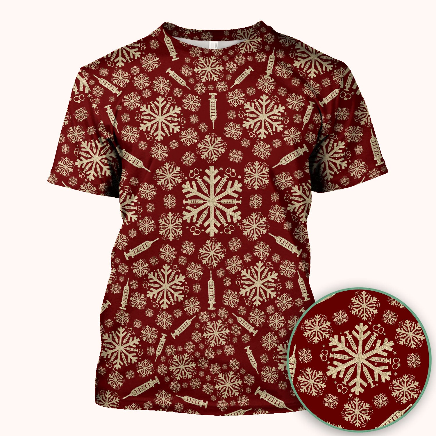 Snowflake Syringe Scrubs for Women - Festive Medical Top - Funny Christmas Scrub Shirt for Nurse - Holiday Gift