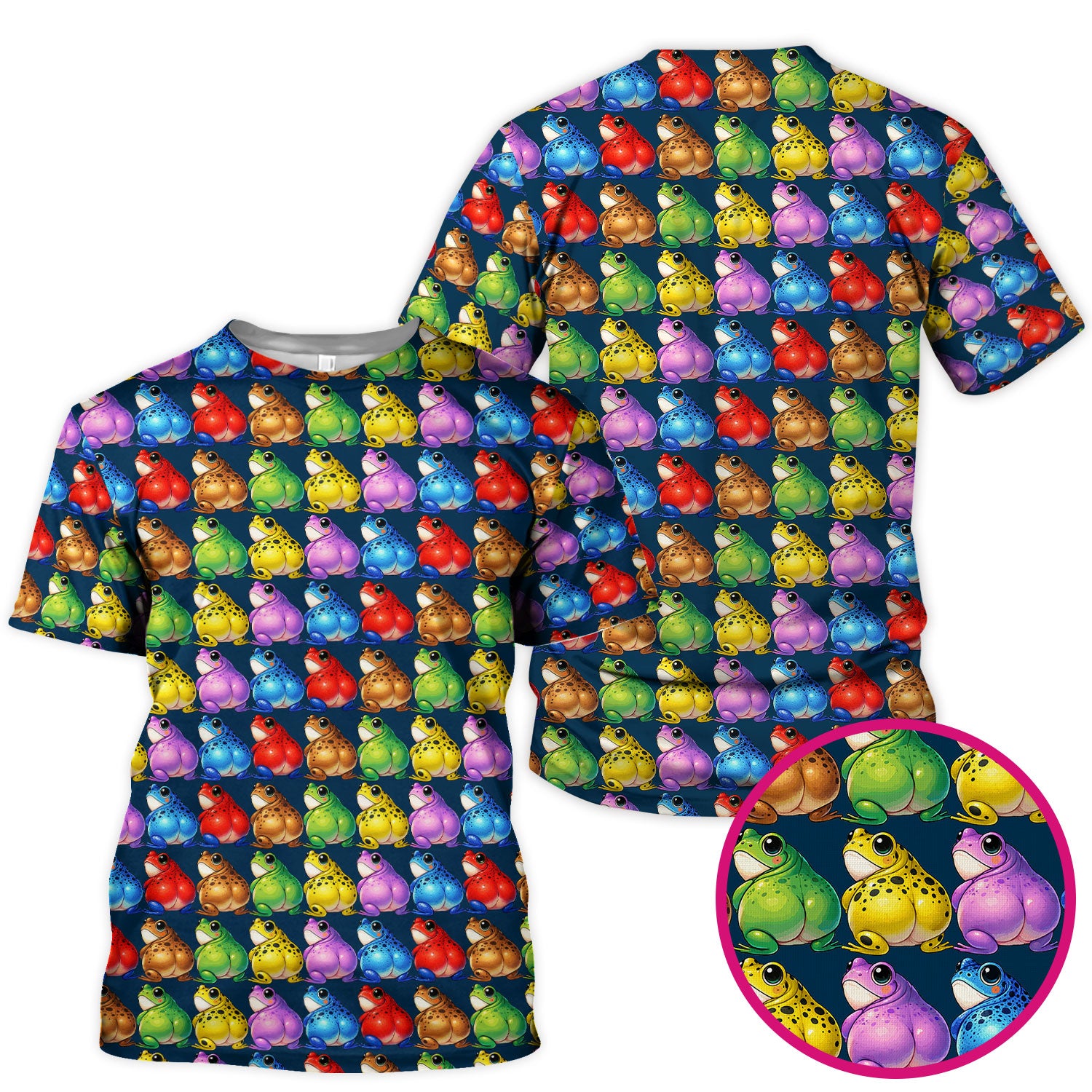 Funny Colorful Frogs Pattern Scrubs Top, Comfortable Scrubs for Nurses