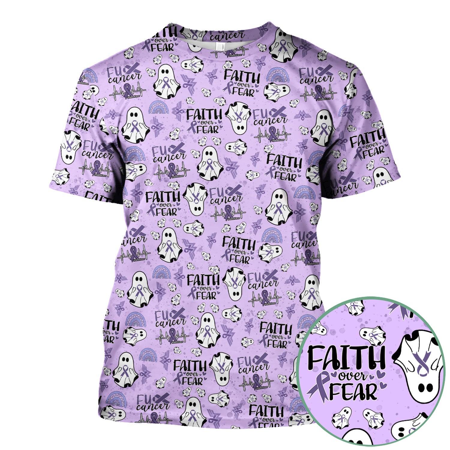 Periwinkle Ribbon Stomach Cancer Scrub Top - Awareness Nurse Shirt - November Warrior Survivor Medical Uniform Gift