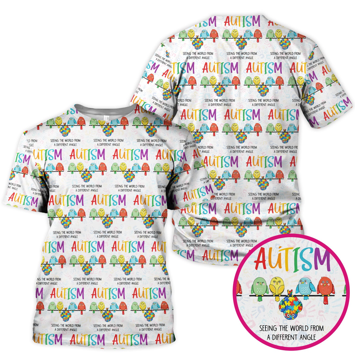Autism Seeing The World From A Different Angle Birds Scrub Top ,Comfortable Scrubs for Nurses