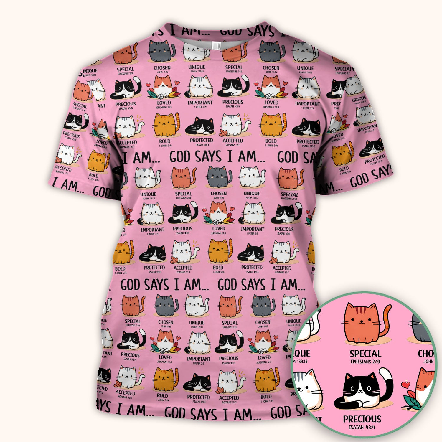 Cute Christian Cat God Says I Am Scrub Top, Comfortable Scrubs for Nurses