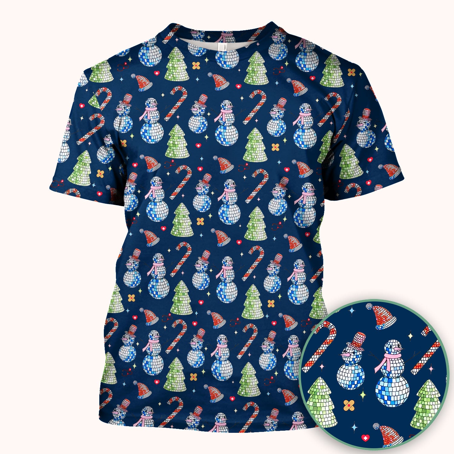 Funny Christmas Snowman Scrub Top for Women - Breathable Fabrics Med Uniform - Comfortable Scrubs for Nurses - Xmas Gift for Her
