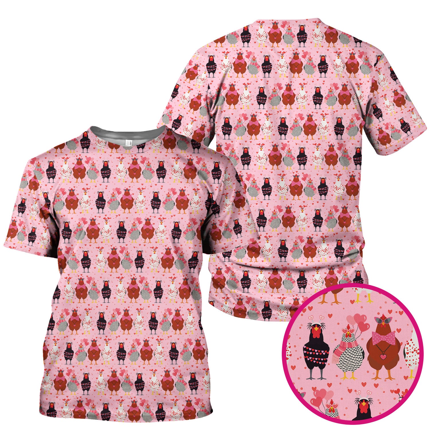 Funny Chicken Valentine Scrub Top, Chicken Pattern Scrub Shirt For Nursing, Valentine Gift For Nurse