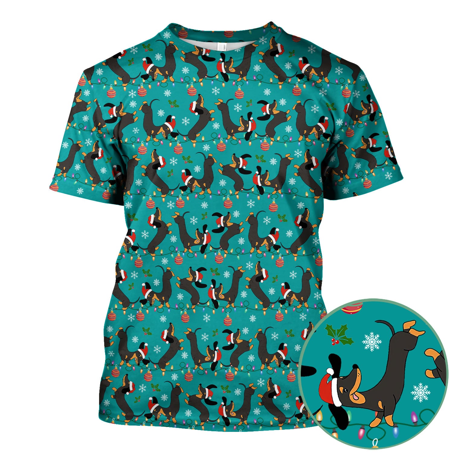 Festive Dachshund Christmas Scrub Top - Adorable Holiday Wiener Dog Nurse Shirt for Women - Cute Medical Uniform for RN CNA LPN