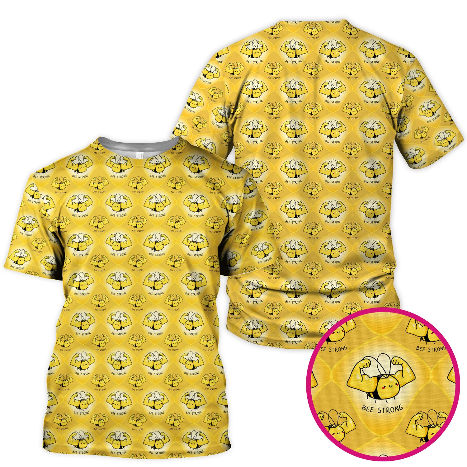 Bee Strong Honey Bee Pattern Scrub Top, Comfortable Scrubs for Nurses