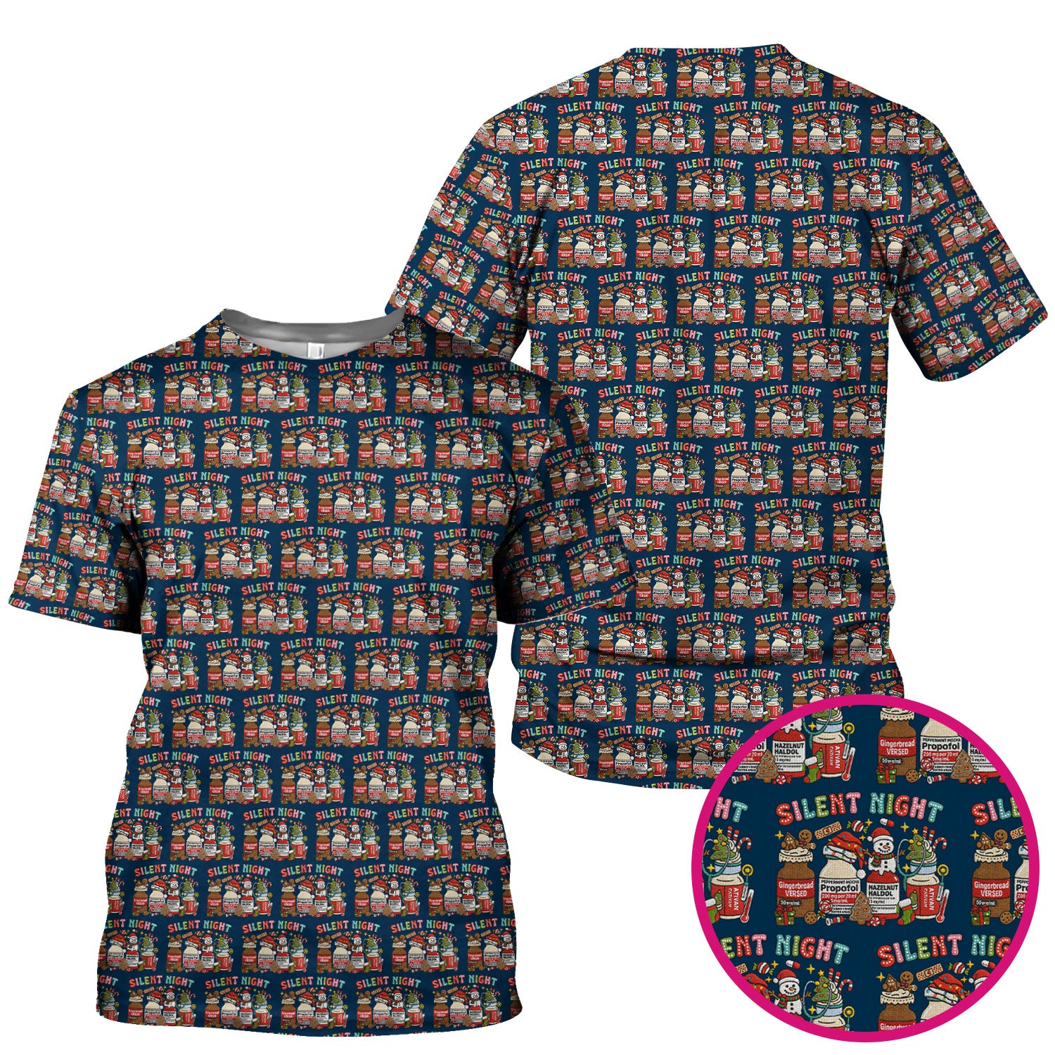 Silent Night Nurse Scrub Top, Funny Christmas Medical Scrub Shirt, Holiday Nursing Uniform