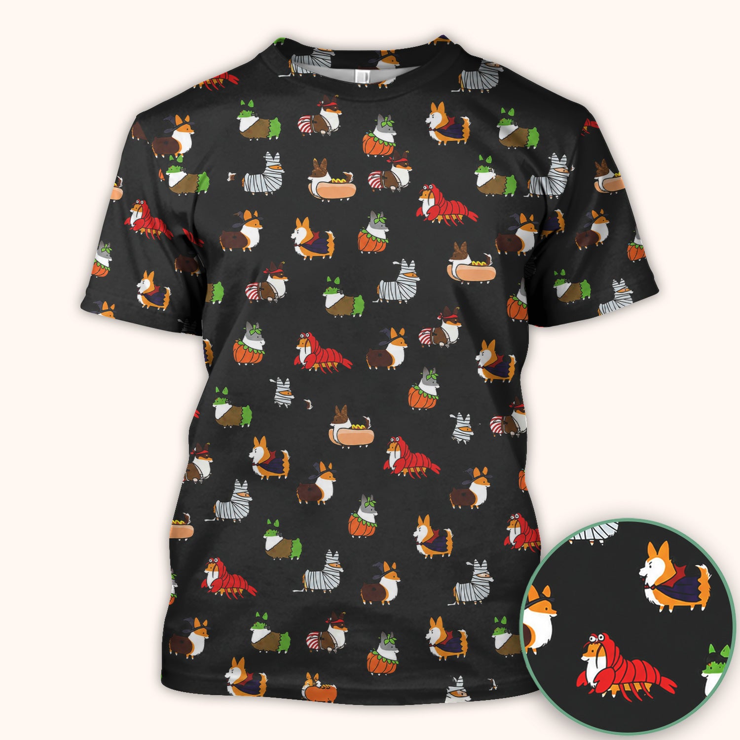 Cute Halloween Costume Corgis Scrub Top, Comfortable Scrubs for Nurses